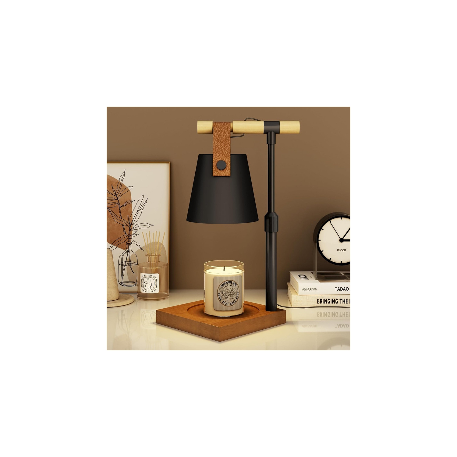 Réchauffeur de bougie, lampe chauffe-bougie à hauteur réglable avec minuterie et gradateur, chauffe-chandelle avec 2 ampoules pour toutes les bougies