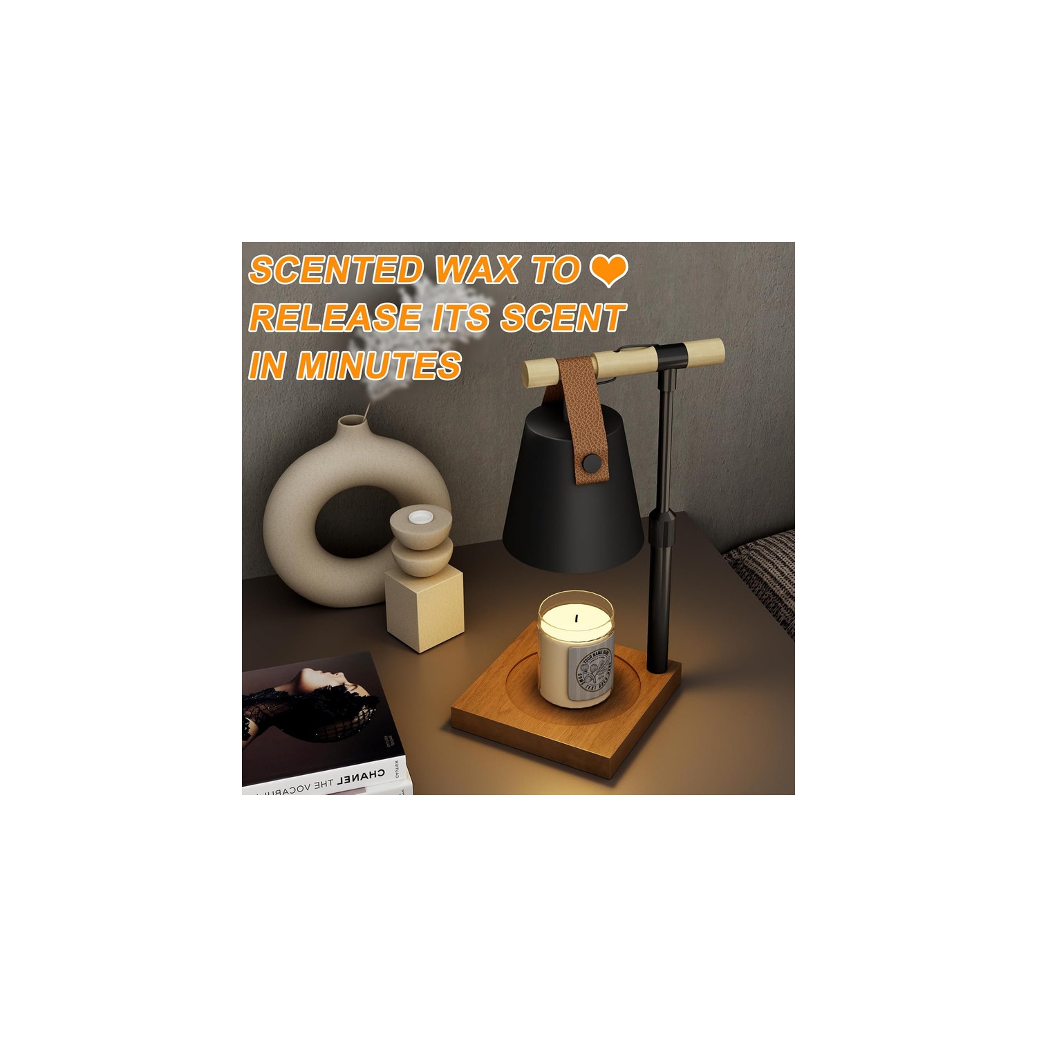 Réchauffeur de bougie, lampe chauffe-bougie à hauteur réglable avec minuterie et gradateur, chauffe-chandelle avec 2 ampoules pour toutes les bougies