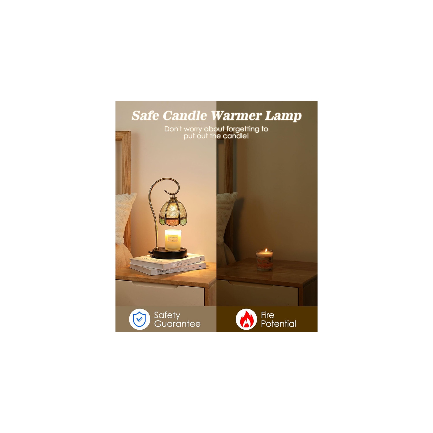 Réchauffe-bougie, chauffe-bougie électrique avec 2 ampoules, lampe à intensité réglable pour bougies en pot, chauffe-cire vintage parfumé avec