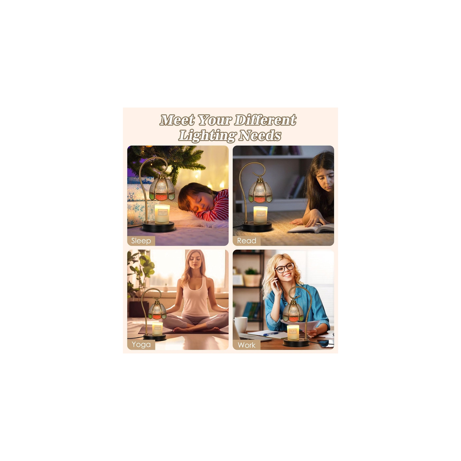 Réchauffe-bougie, chauffe-bougie électrique avec 2 ampoules, lampe à intensité réglable pour bougies en pot, chauffe-cire vintage parfumé avec