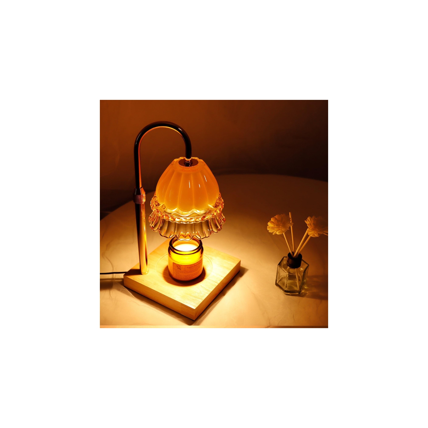 Candle Warmer Lamp, Dimmable Wax Melt Warmer Lamp with Timer, Candle Warmer Lamps Adjustable Height, with 2 Bulbs, Bedroom Home Decor for All Size