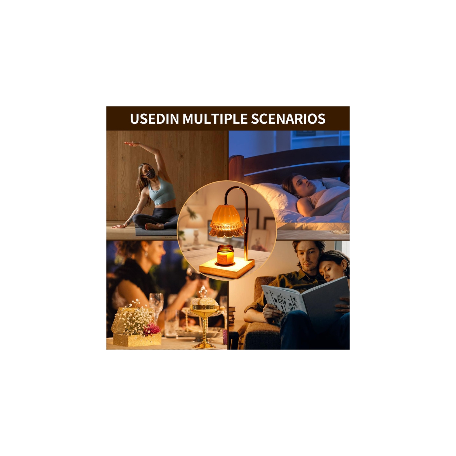 Candle Warmer Lamp, Dimmable Wax Melt Warmer Lamp with Timer, Candle Warmer Lamps Adjustable Height, with 2 Bulbs, Bedroom Home Decor for All Size