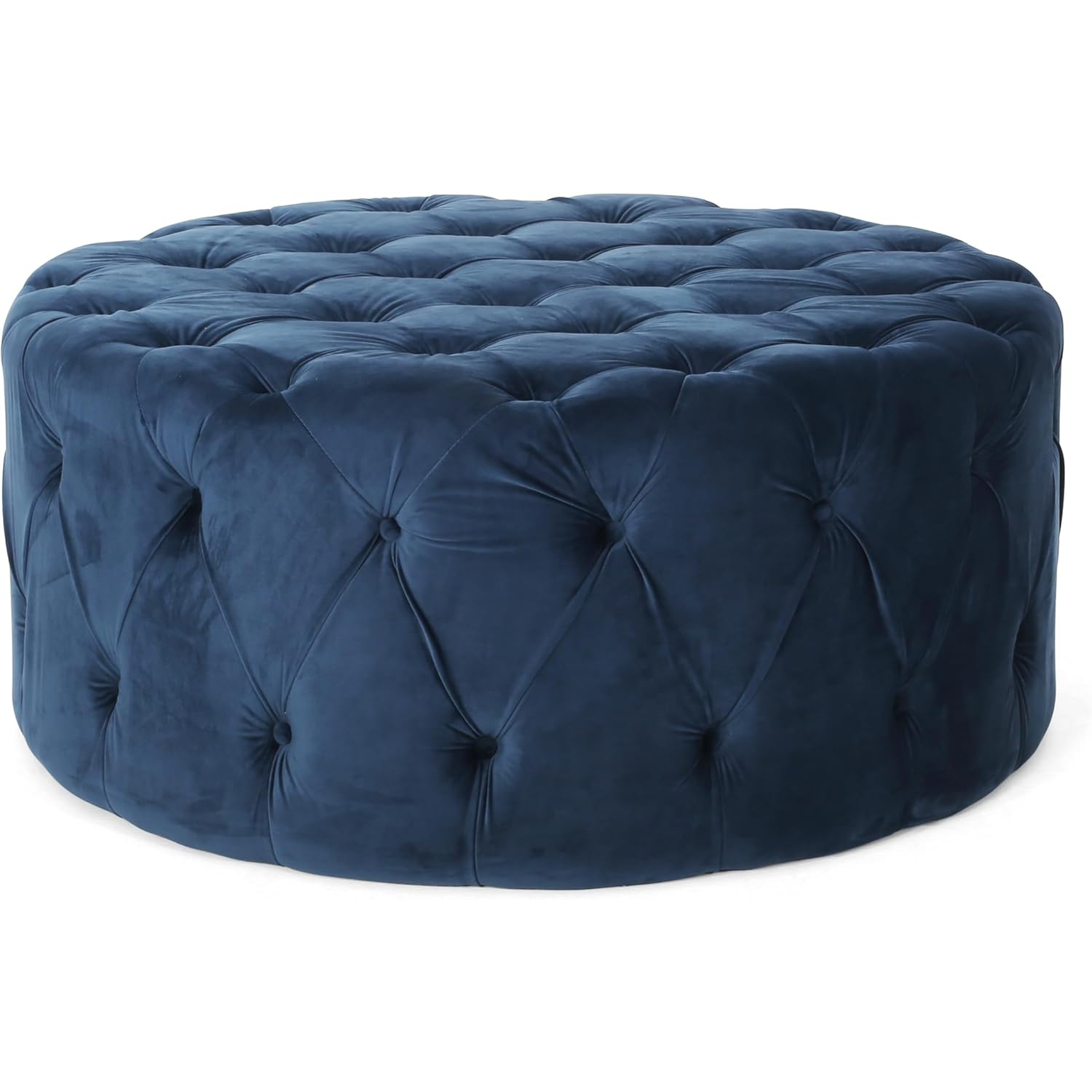 Grand pouf rond moderne rembourré de 40&nbsp;po Vevet avec repose-pieds capitonné, siège supplémentaire confortable avec cadre en bois pour le salon,