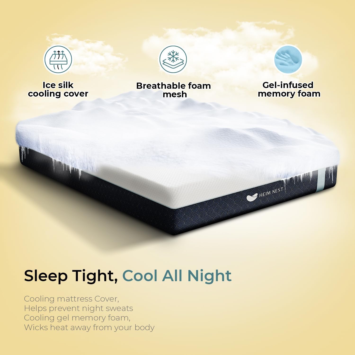 Heim Nest 12" Cooling Memory Foam Mattress, King