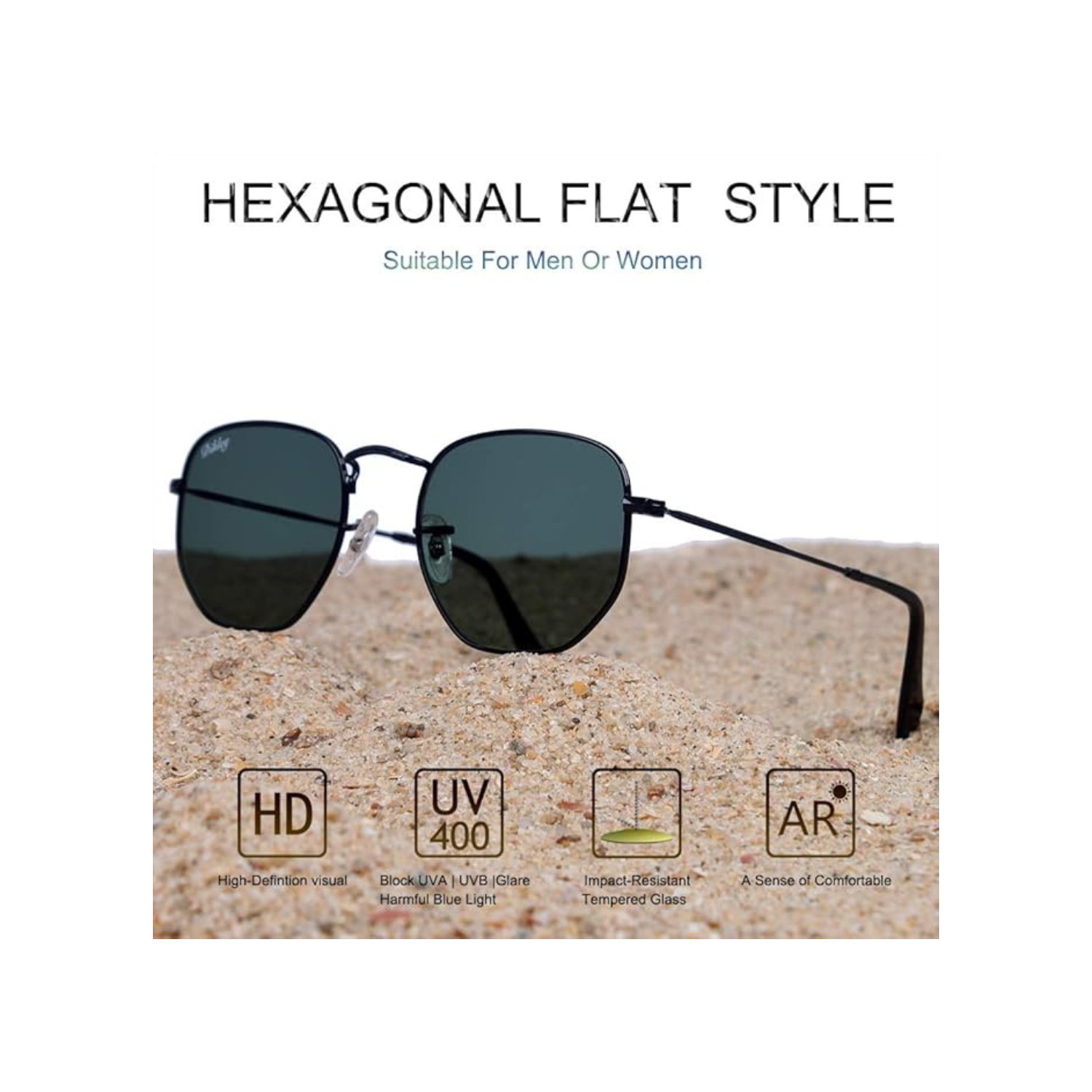 DIKLEY Classic Crystal Glass Lens Retro Square/Round/Pilot Metal Frame Sunglasses for Men Women,100% UV400 Protection