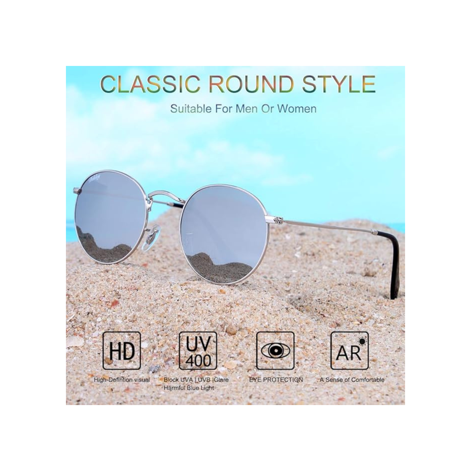 DIKLEY Classic Crystal Glass Lens Retro Square/Round/Pilot Metal Frame Sunglasses for Men Women,100% UV400 Protection