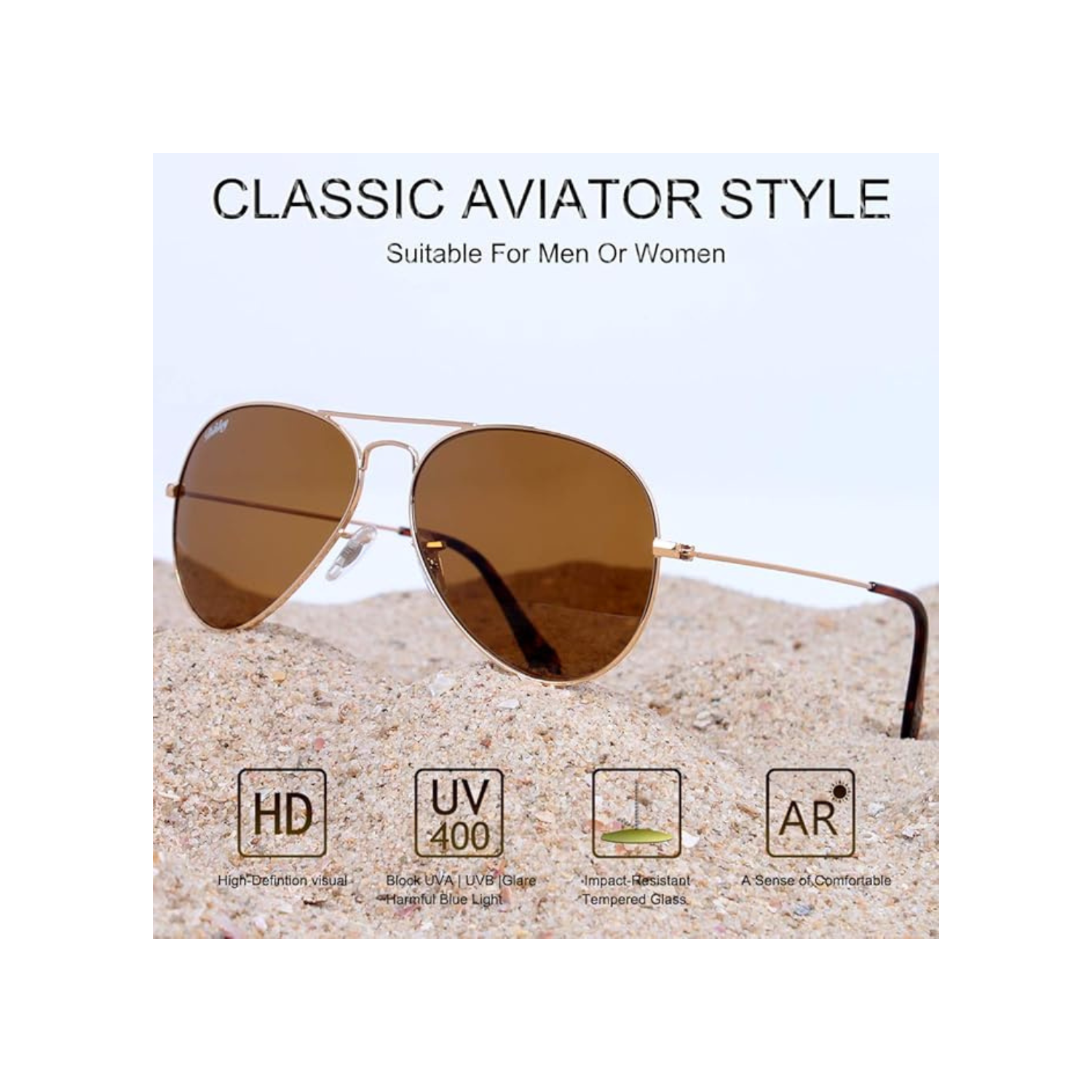 DIKLEY Classic Crystal Glass Lens Retro Square/Round/Pilot Metal Frame Sunglasses for Men Women,100% UV400 Protection