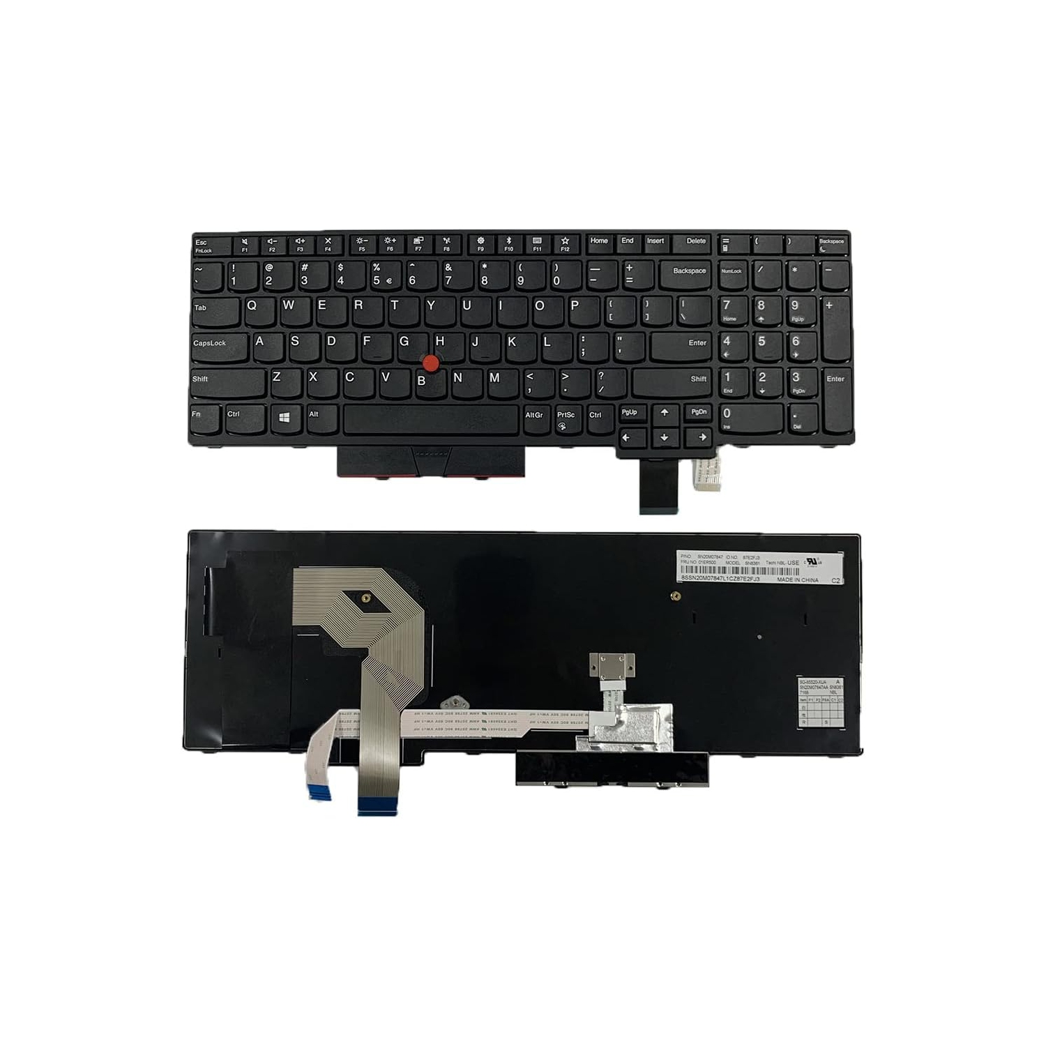 LIXSUNTEK – Clavier non rétroéclairé de remplacement d'ordinateur portatif américain pour Lenovo IBM Thinkpad T570 T575 T580 P51s P52s noir