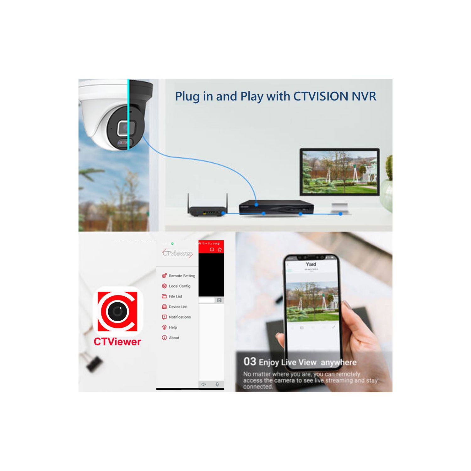 CTVISION 5MP Wired Two Way Audio Security Camera System, 24 Camera Surveillance Kit Outdoor DIY 4TB HDD Included for Home Business Security Camera