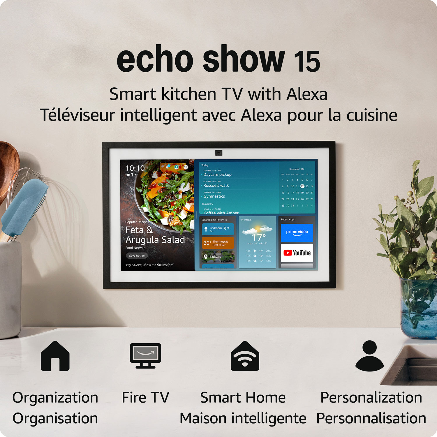 Écran intelligent Echo Show 15 d'Amazon avec Alexa