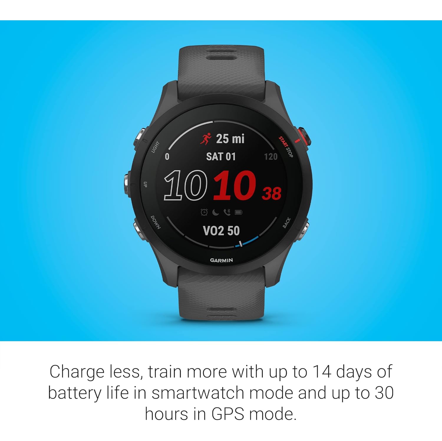 Garmin Forerunner® 255, GPS Running Smartwatch, Advanced Insights, Long-Lasting Battery, Slate Gray, 46 MM