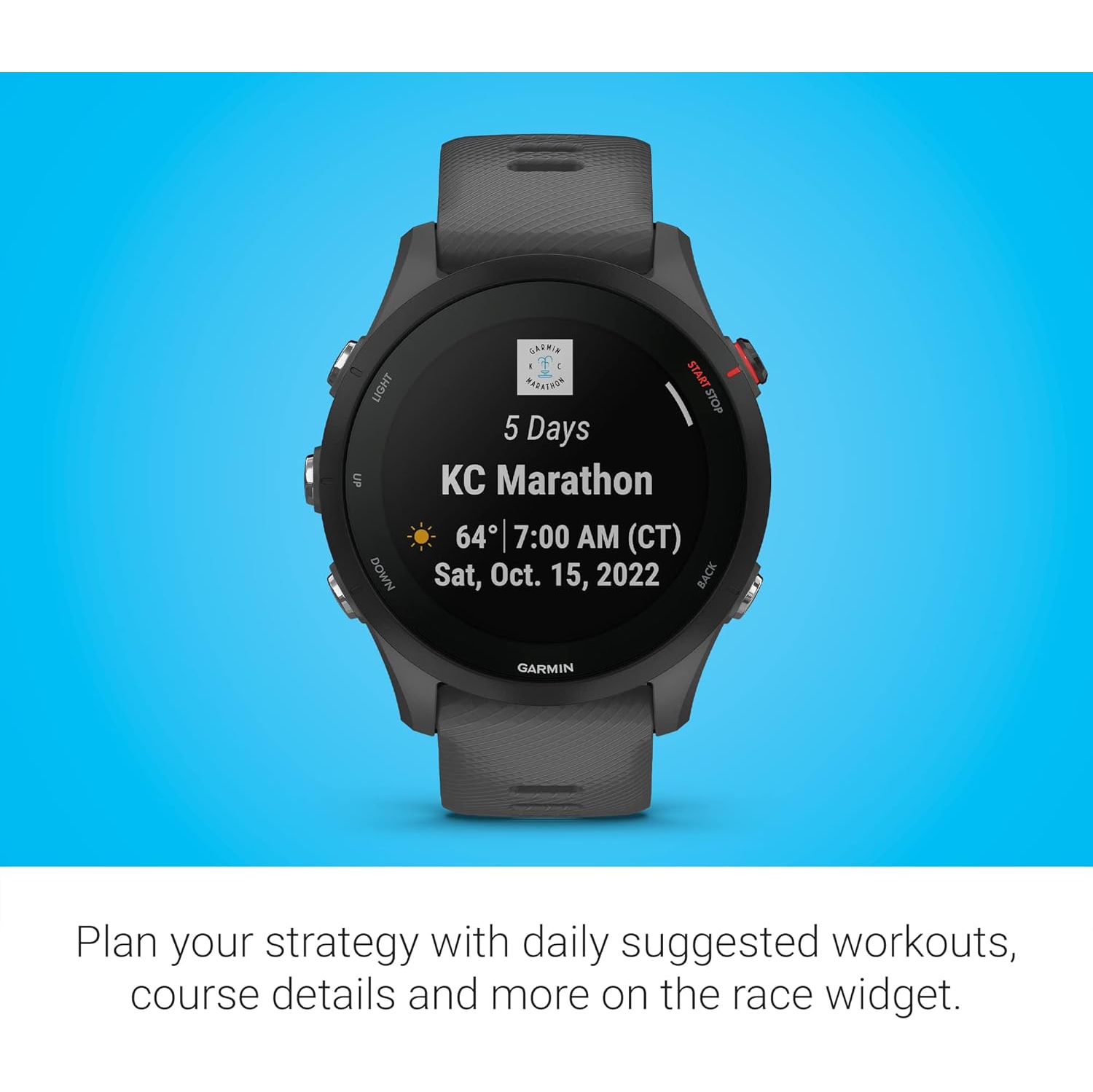 Garmin Forerunner® 255, GPS Running Smartwatch, Advanced Insights, Long-Lasting Battery, Slate Gray, 46 MM