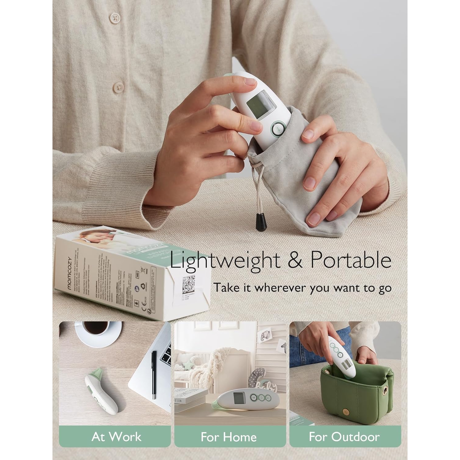 Momcozy Non-Contact Forehead and Ear Thermometer, Digital Infrared Thermometer for Adults and Children, with Child Mode, Fever Alarm Function, Mute