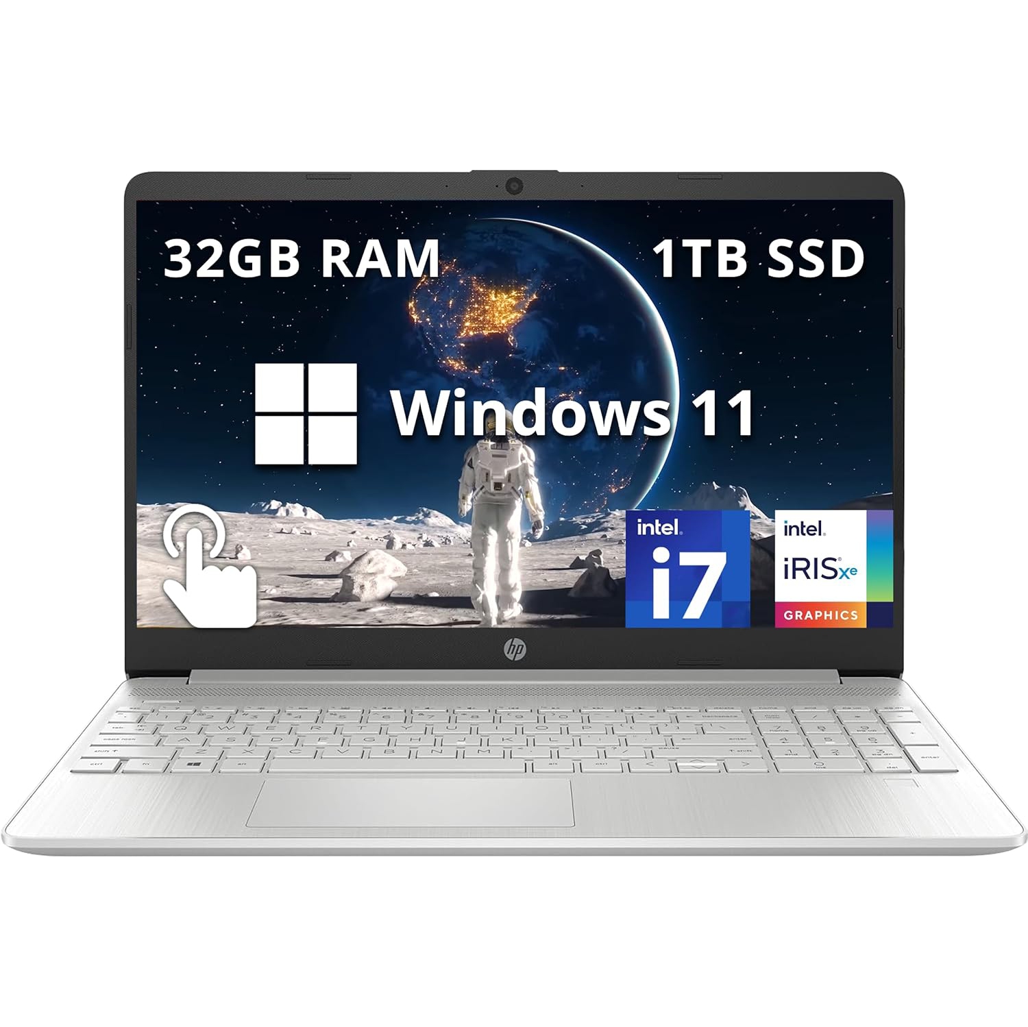 Refurbished - HP 15.6" FHD Touchscreen Laptop, Intel i7-1255U Processor, 1TB SSD, 32GB RAM, Intel Iris Xe Graphics, Numeric Keyboard, HDMI, Windows