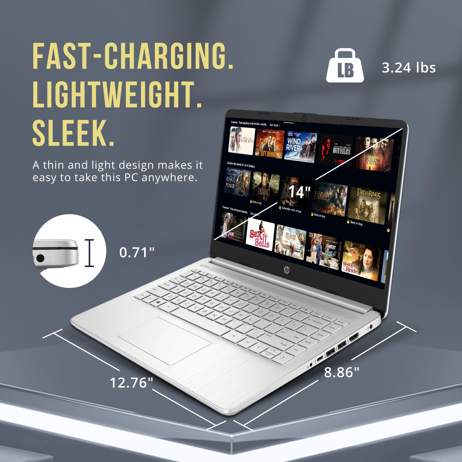 Refurbished Excellent - HP Stream 14" HD BrightView Laptop, Intel Pentium Silver N5030, 1TB SSD, 16GB RAM, Intel UHD Graphics, HP Fast Charge,