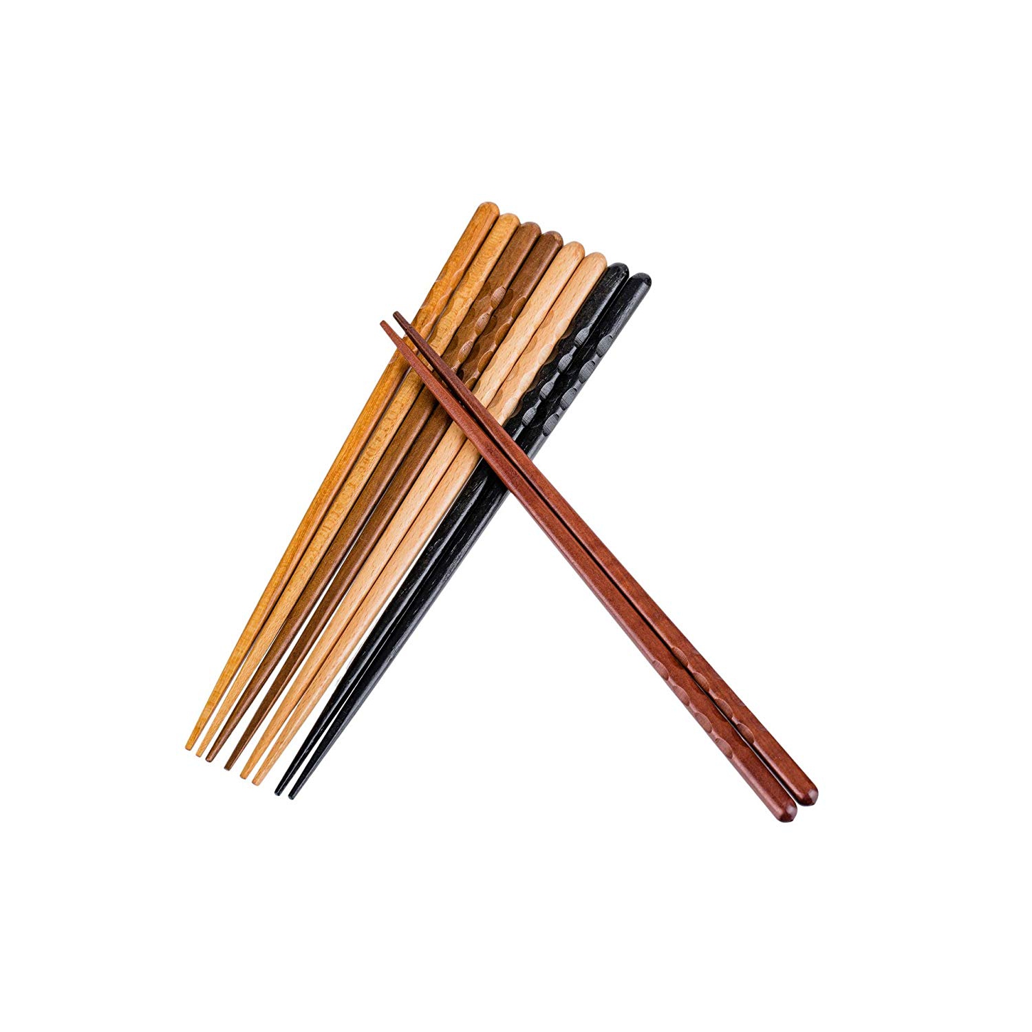 Heim Concept 5 Pair Organic Fancy Hardwood Japanese Reusable Wood Chopsticks