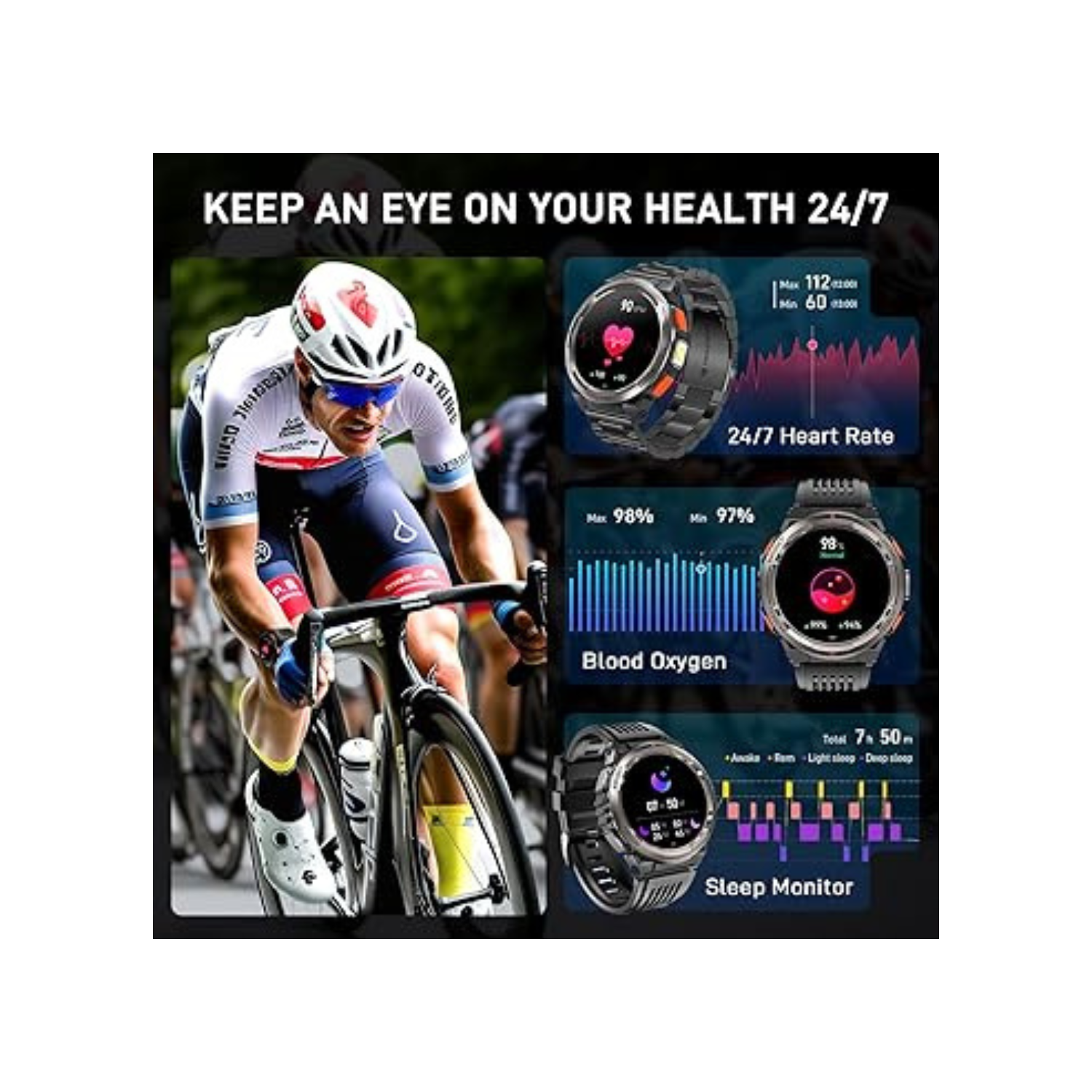 Military Smart Watches for Men with LED Flashlight, Tactical Rugged Smart Watch with 1.45" HD, 3ATM Waterproof & Compass, Sports Fitness Tracker with