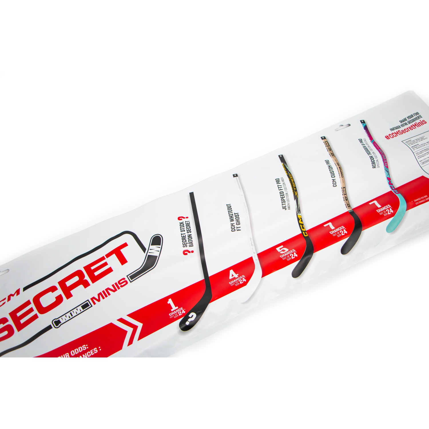 Mini bâtons de hockey CCM Secret, 2024&nbsp;: Pour droitiers - 1 bâton aléatoire