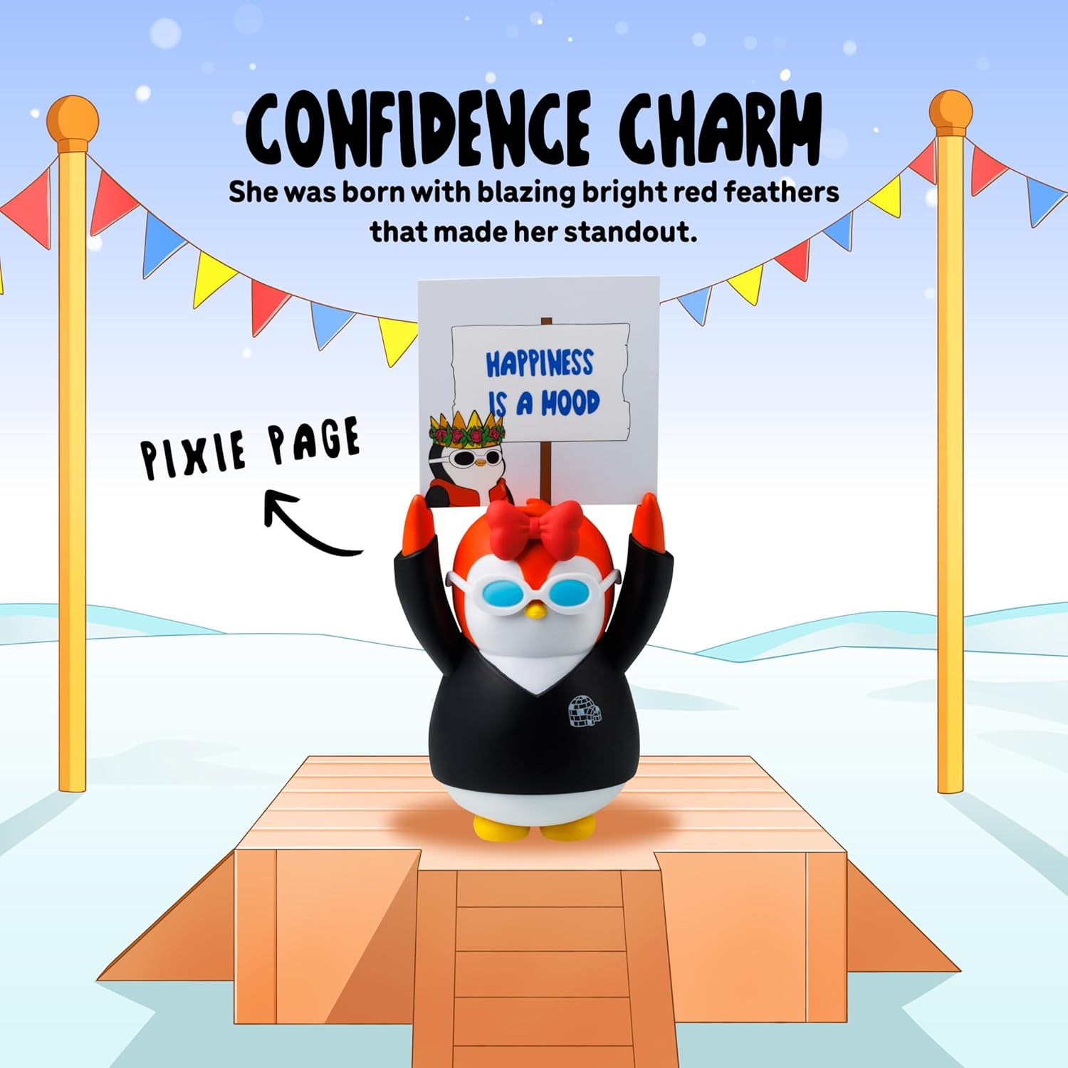 Pudgy Penguins: 4.5 Inch Figurine Positive Penguin - Pixie Paige