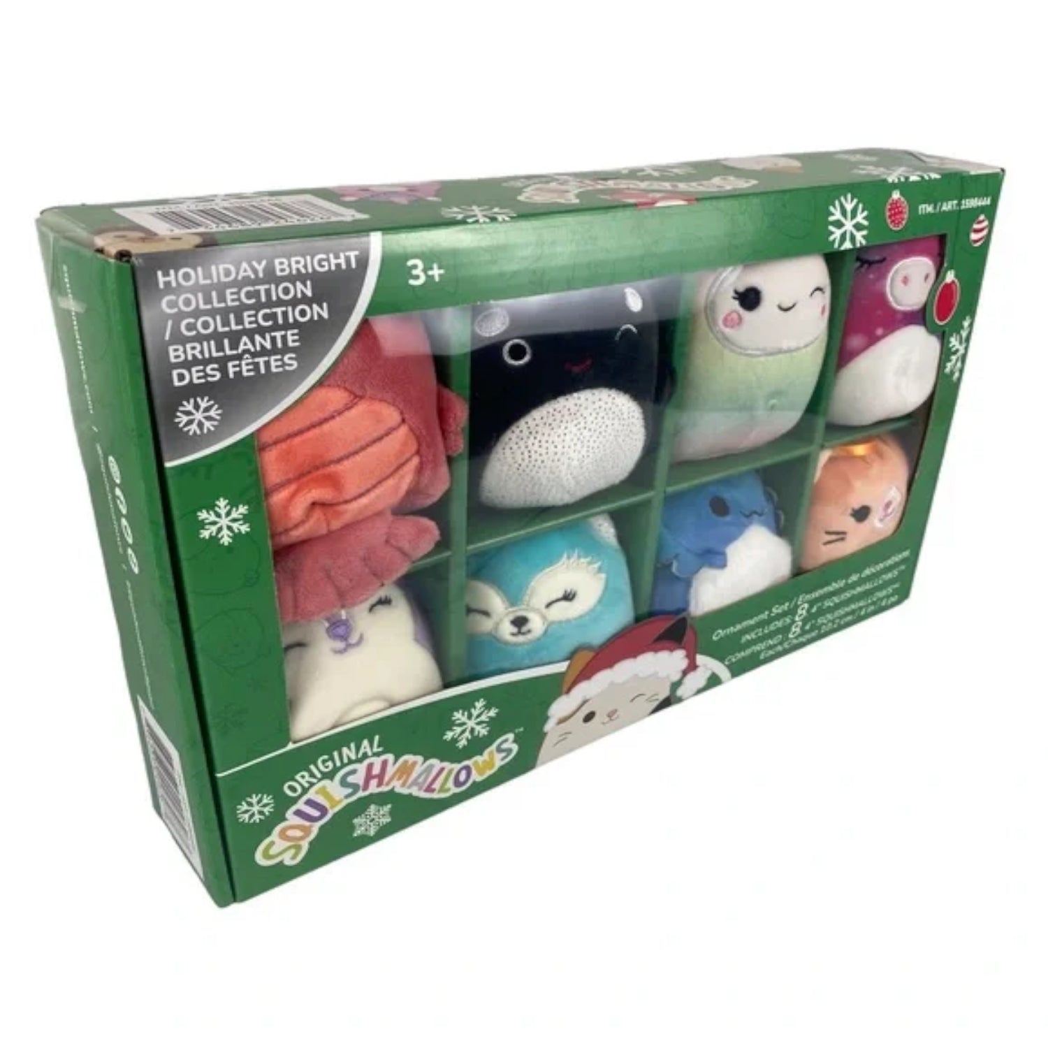 Squishmallows&nbsp;: Ensemble de décorations «&nbsp;Holiday Christmas Bright Squads&nbsp;» - Paquet de 8 [4&nbsp;po]
