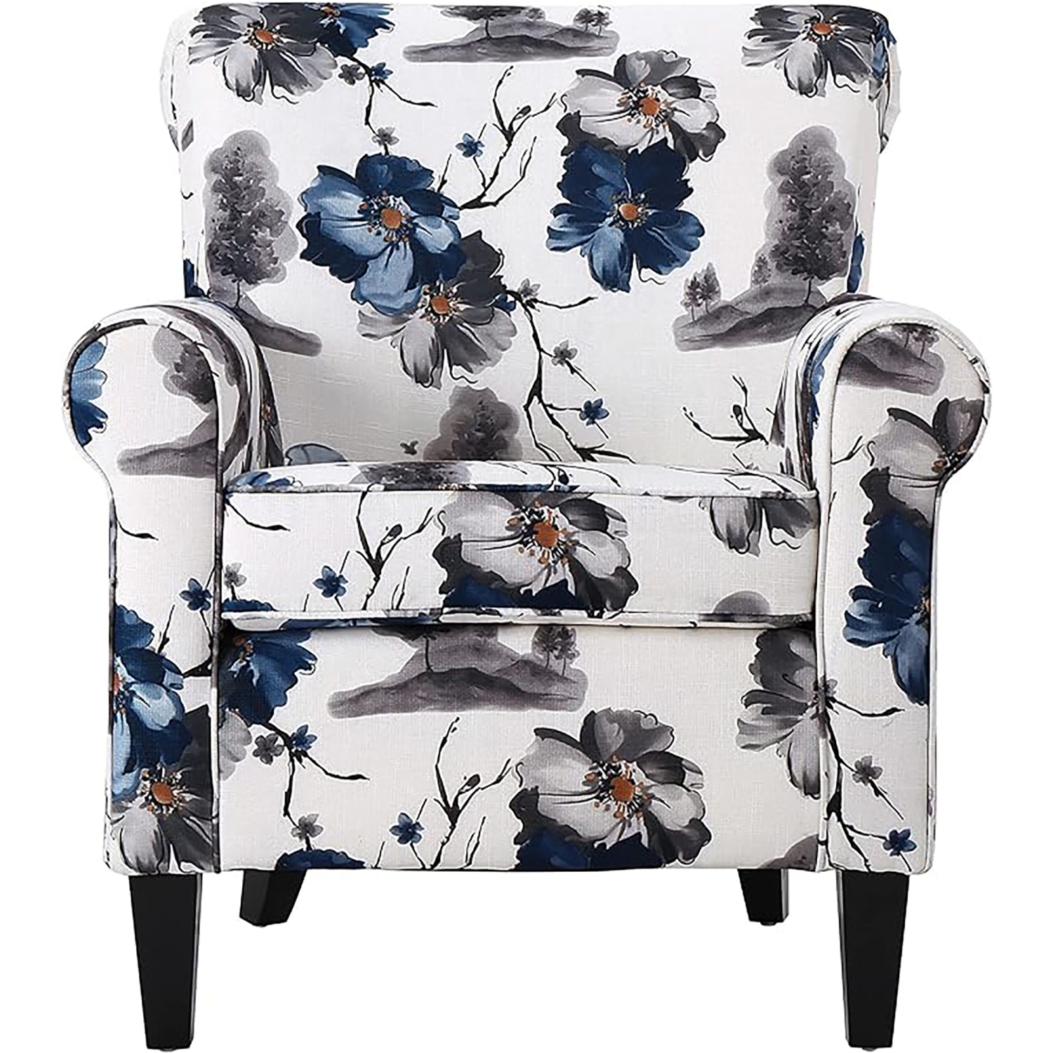 Fauteuil club en tissu à imprimé floral