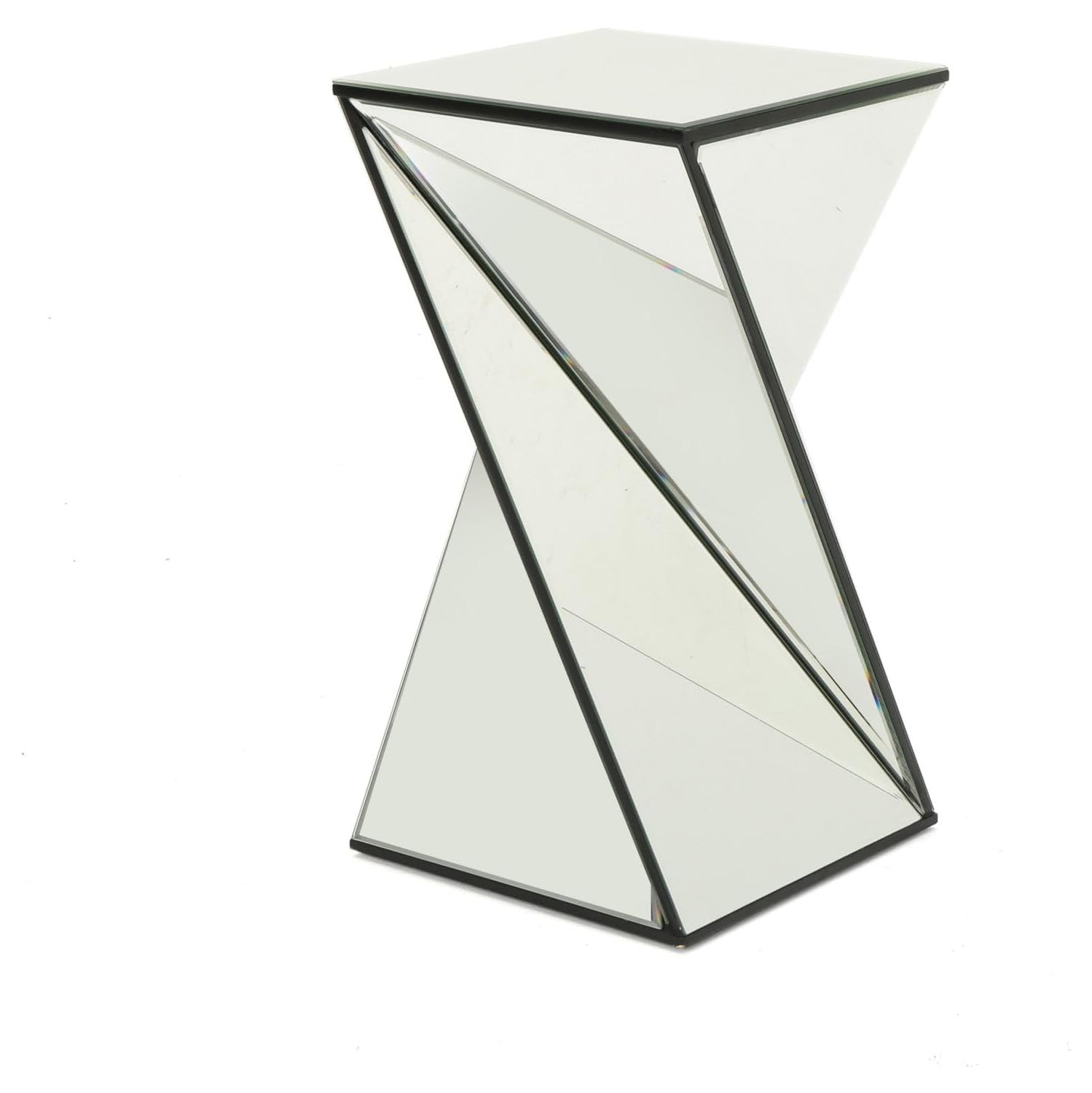 Table de chevet miroir, table de chevet en verre d'appoint pour chambre à coucher, chambre d'étudiant, sans tiroir, transparent