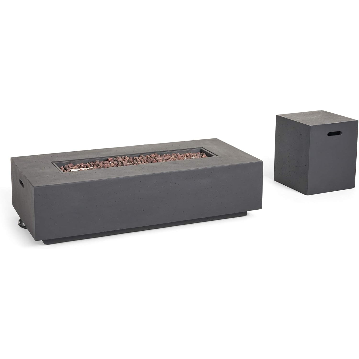 Foyer rectangulaire Outdoor 50&nbsp;000&nbsp;BTU avec porte-réservoir, gris foncé