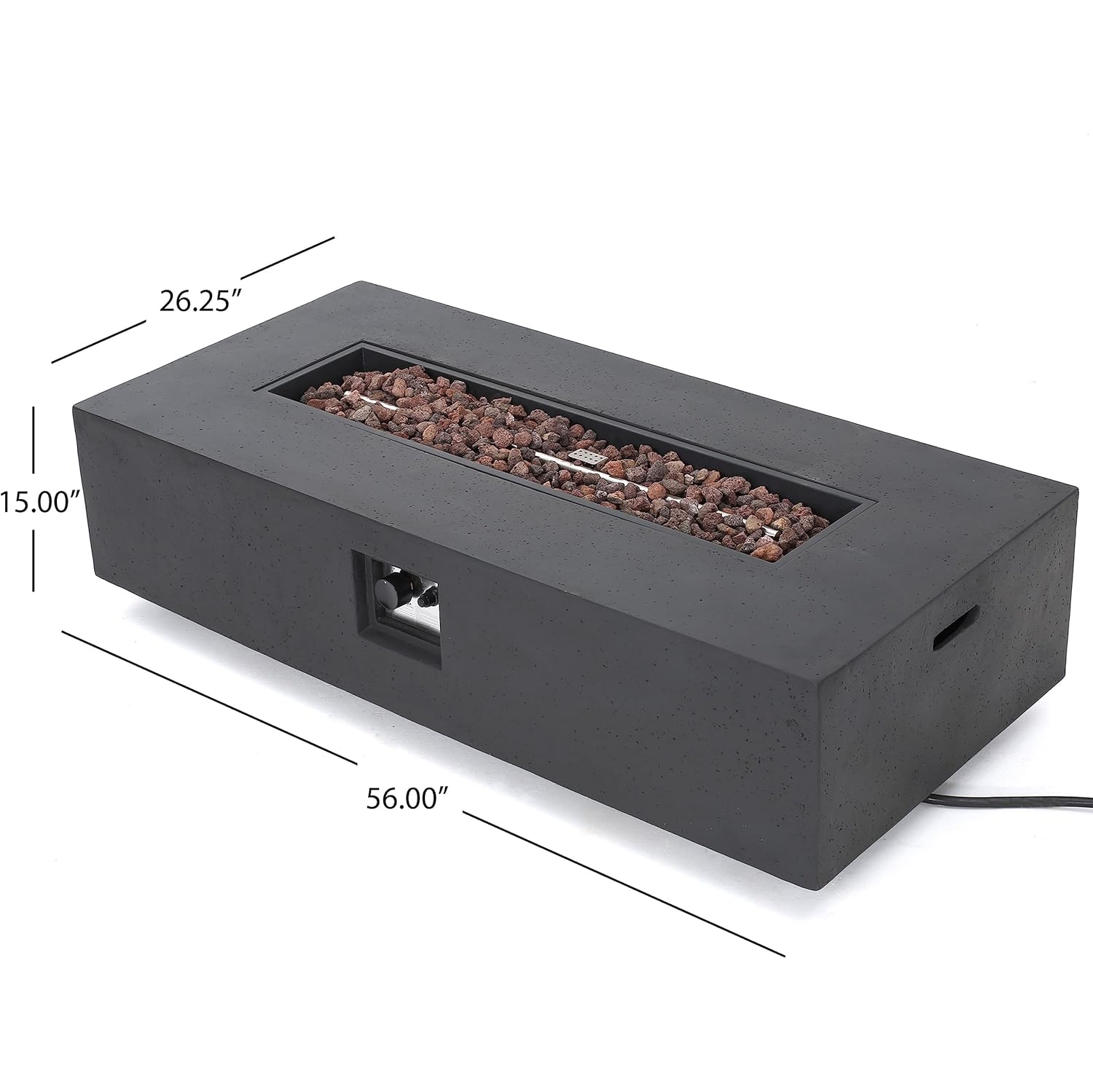 Foyer rectangulaire Outdoor 50&nbsp;000&nbsp;BTU avec porte-réservoir, gris foncé