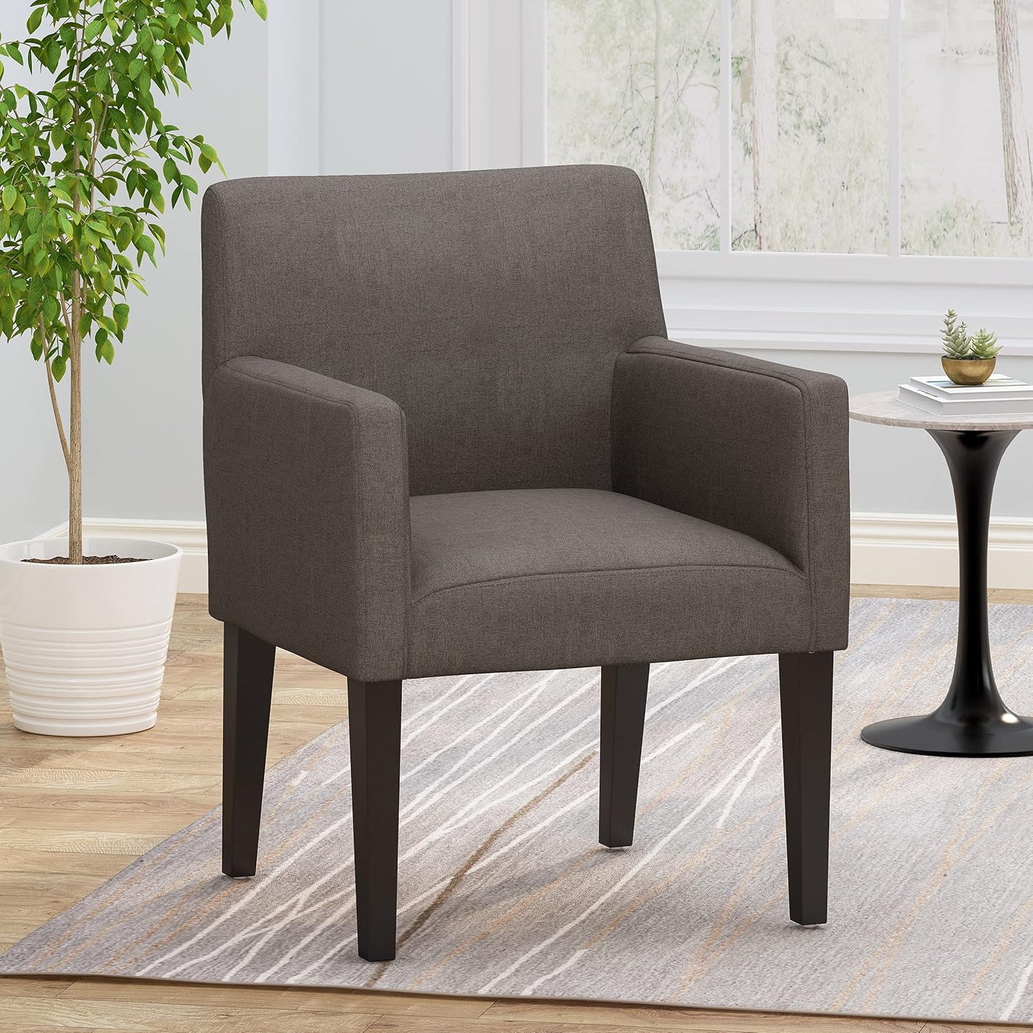 Fauteuil, gris foncé + espresso