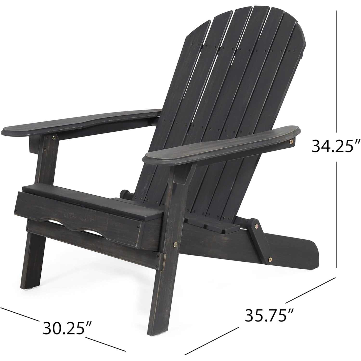 Outdoor Patio Lawn Chair, Weather Resistant Lawn Furniture, Wooden Adirondack Chair, Classic Lounge for Deck, Garden, Backyard, Fire Pit, Patio
