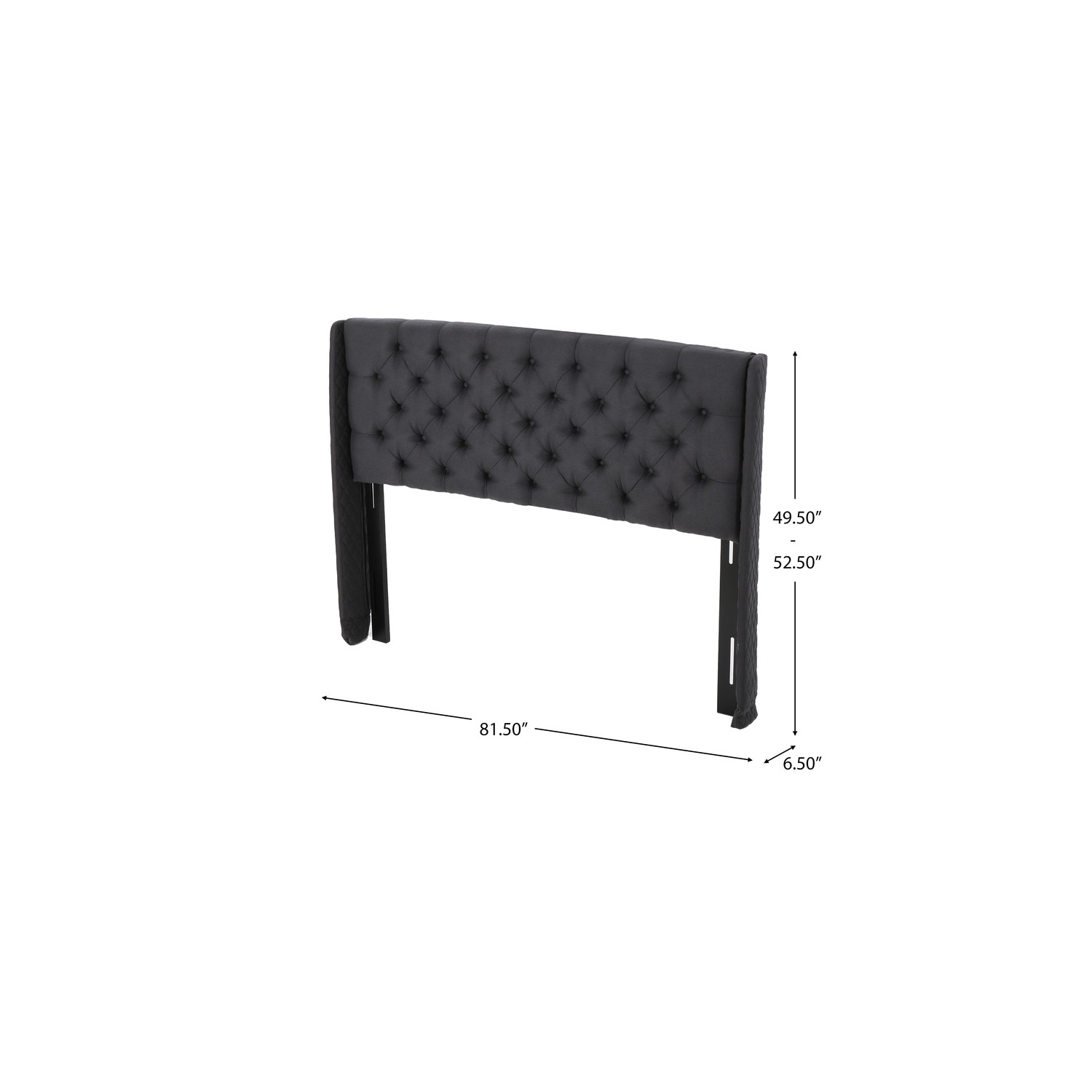 Upholstered Wingback Headboard, Button Tufted Upholstery, Sturdy Structure, King Size, Black