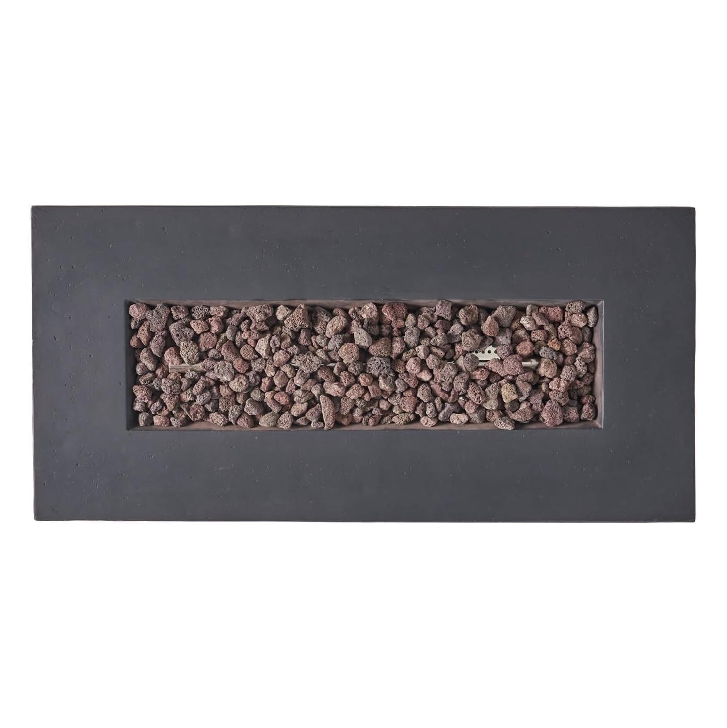 Foyer rectangulaire au propane en béton MgO de 40&nbsp;po, radiateur extérieur 40&nbsp;000&nbsp;BTU avec pierres de lave, design moderne léger