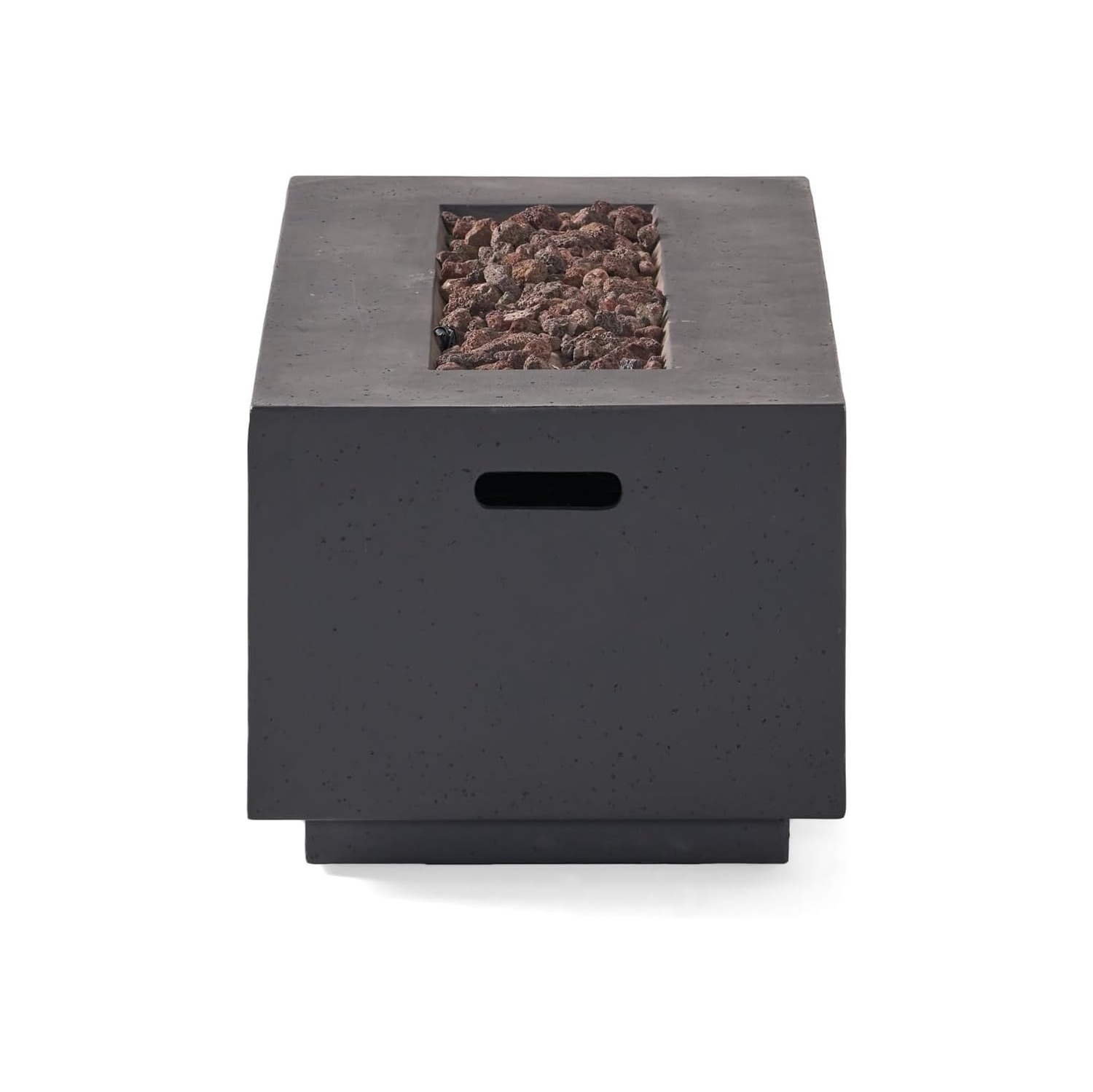 Foyer rectangulaire au propane en béton MgO de 40&nbsp;po, radiateur extérieur 40&nbsp;000&nbsp;BTU avec pierres de lave, design moderne léger