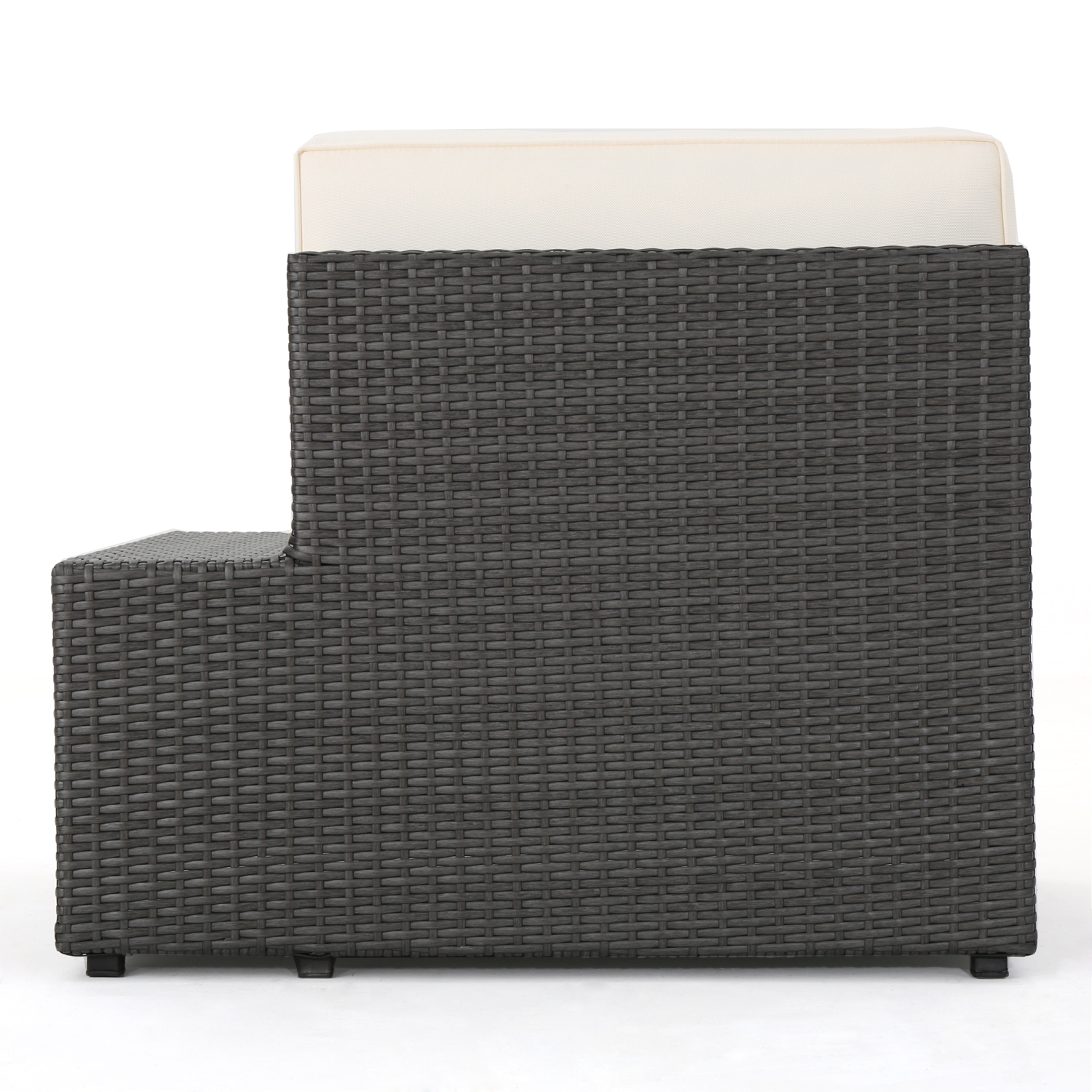 Canapé modulaire d'extérieur sans accoudoirs en osier, gris, ensemble G et D