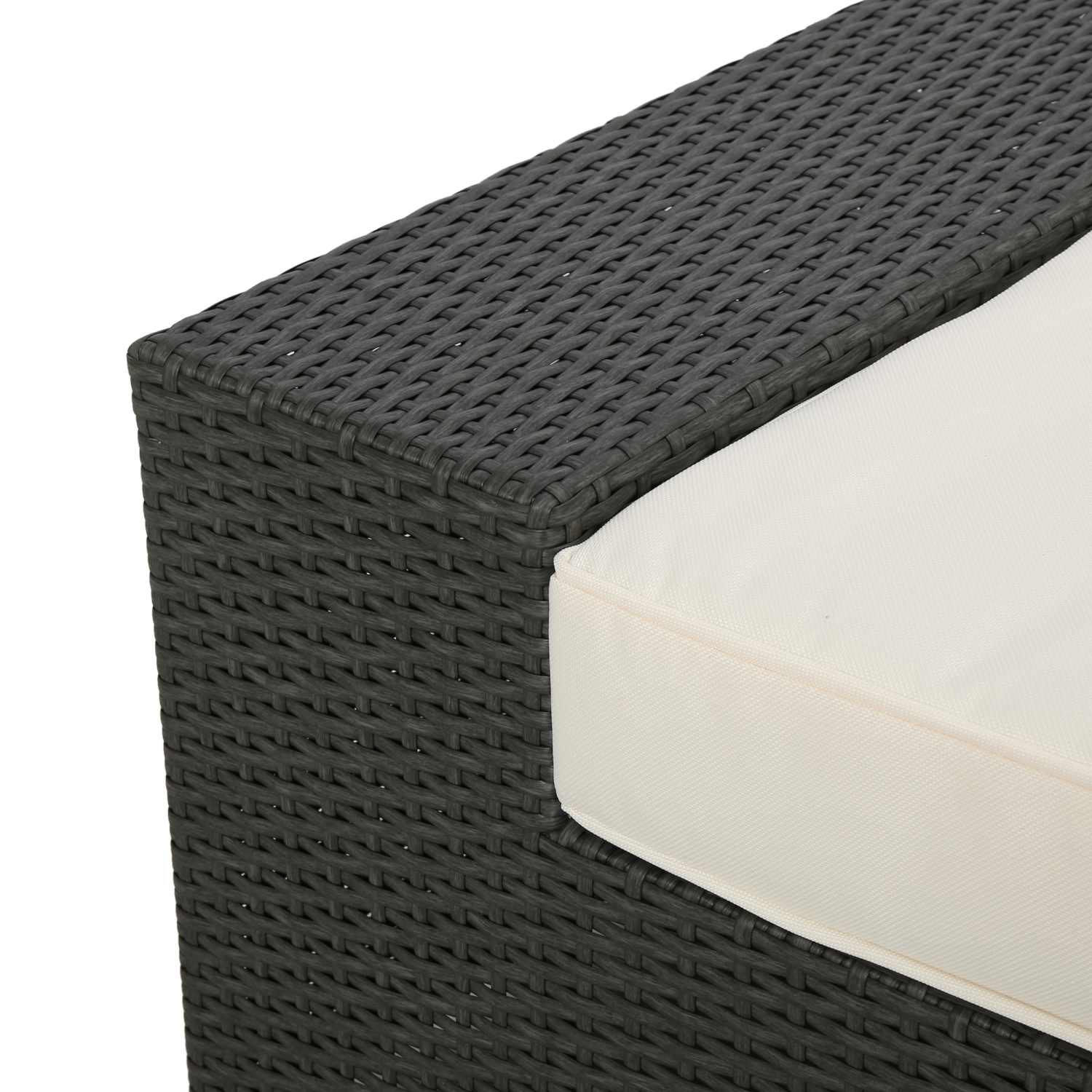 Canapé modulaire d'extérieur sans accoudoirs en osier, gris, ensemble G et D