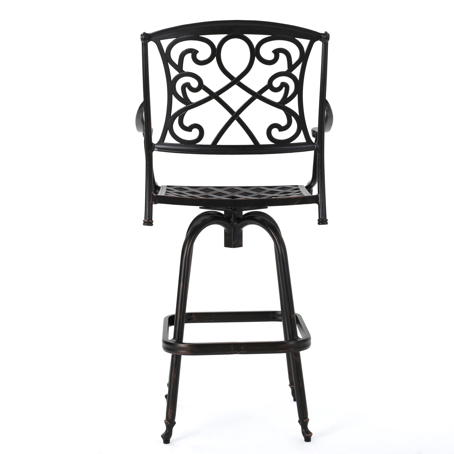 Cadre robuste en aluminium moulé et coussin en tissu Tabouret de bar pivotant à hauteur de comptoir résistant aux intempéries Meubles de jardin Fini
