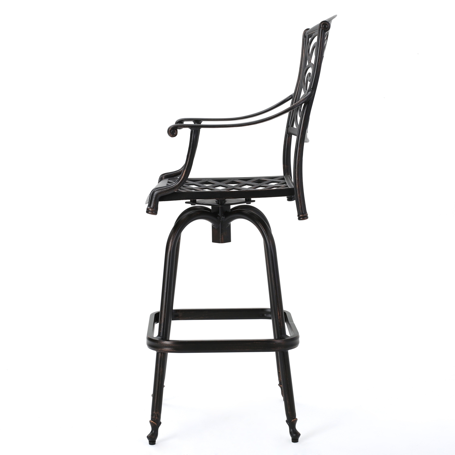 Cadre robuste en aluminium moulé et coussin en tissu Tabouret de bar pivotant à hauteur de comptoir résistant aux intempéries Meubles de jardin Fini