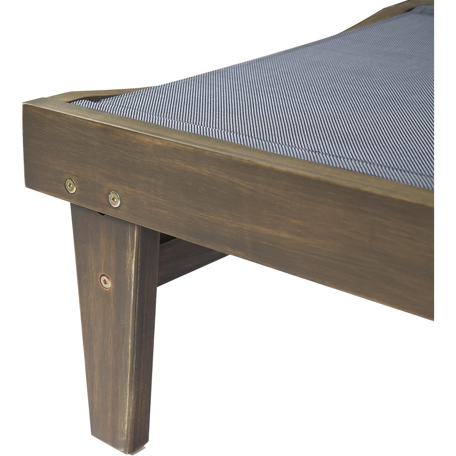 Chaise longue avec cadre en bois d'acacia, coussin gris foncé