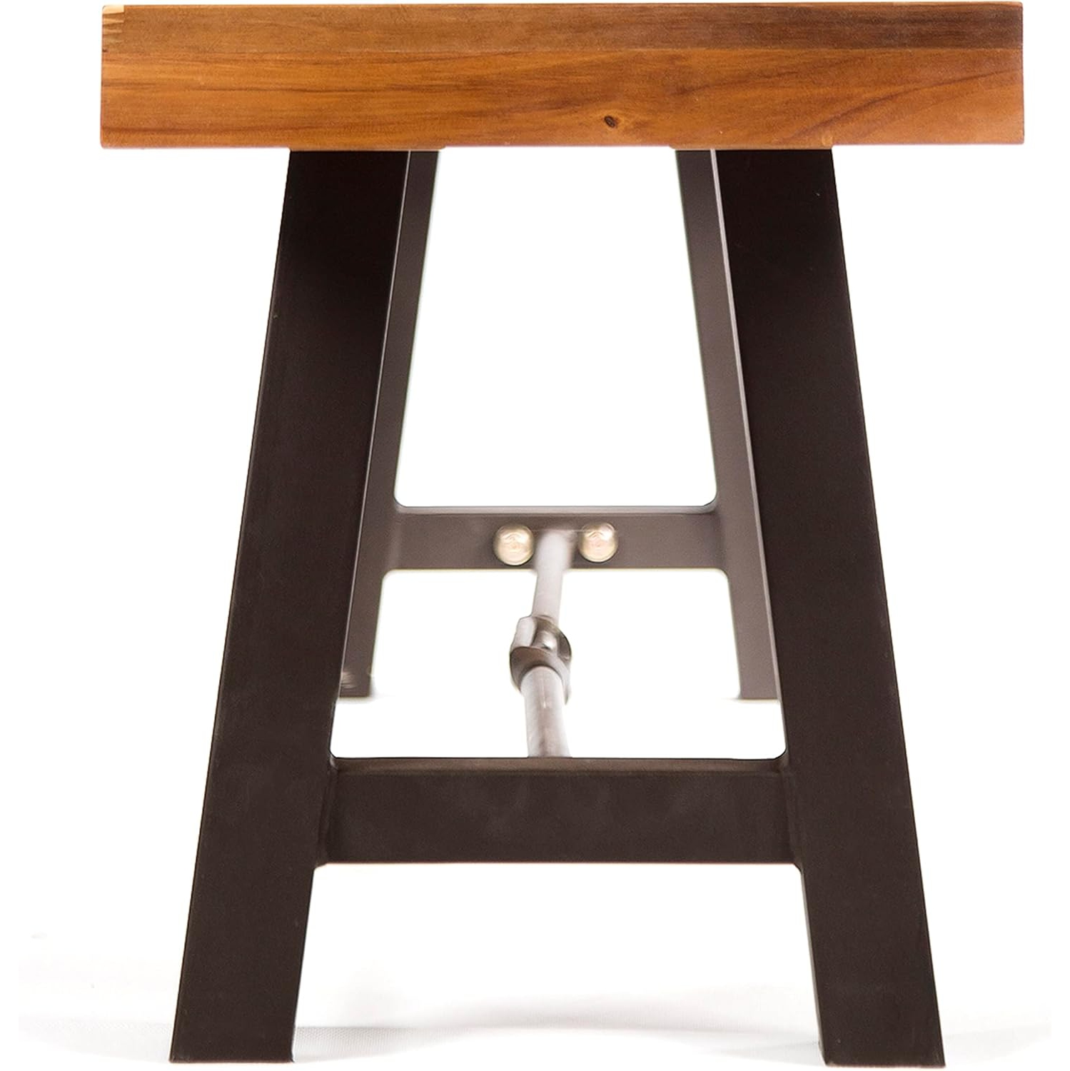 Banc extérieur en bois d'acacia avec garnitures en métal, fini teck/métal rustique 14. 50 x 63 x 17. 75&nbsp;pouces