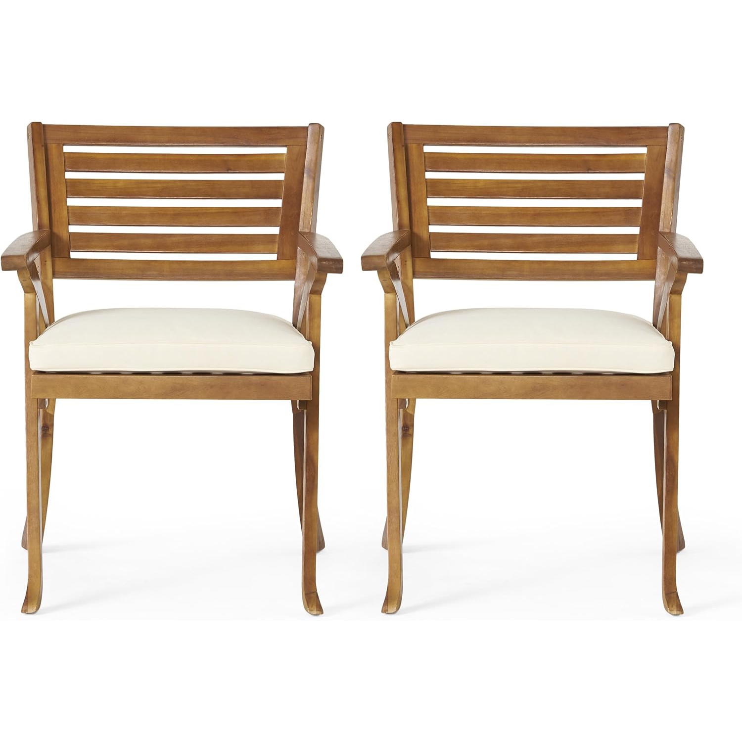 Ensemble de 2 chaises de salle à manger en bois avec coussins, fauteuils en bois pour la salle à manger, la cuisine, la terrasse, le jardin, le