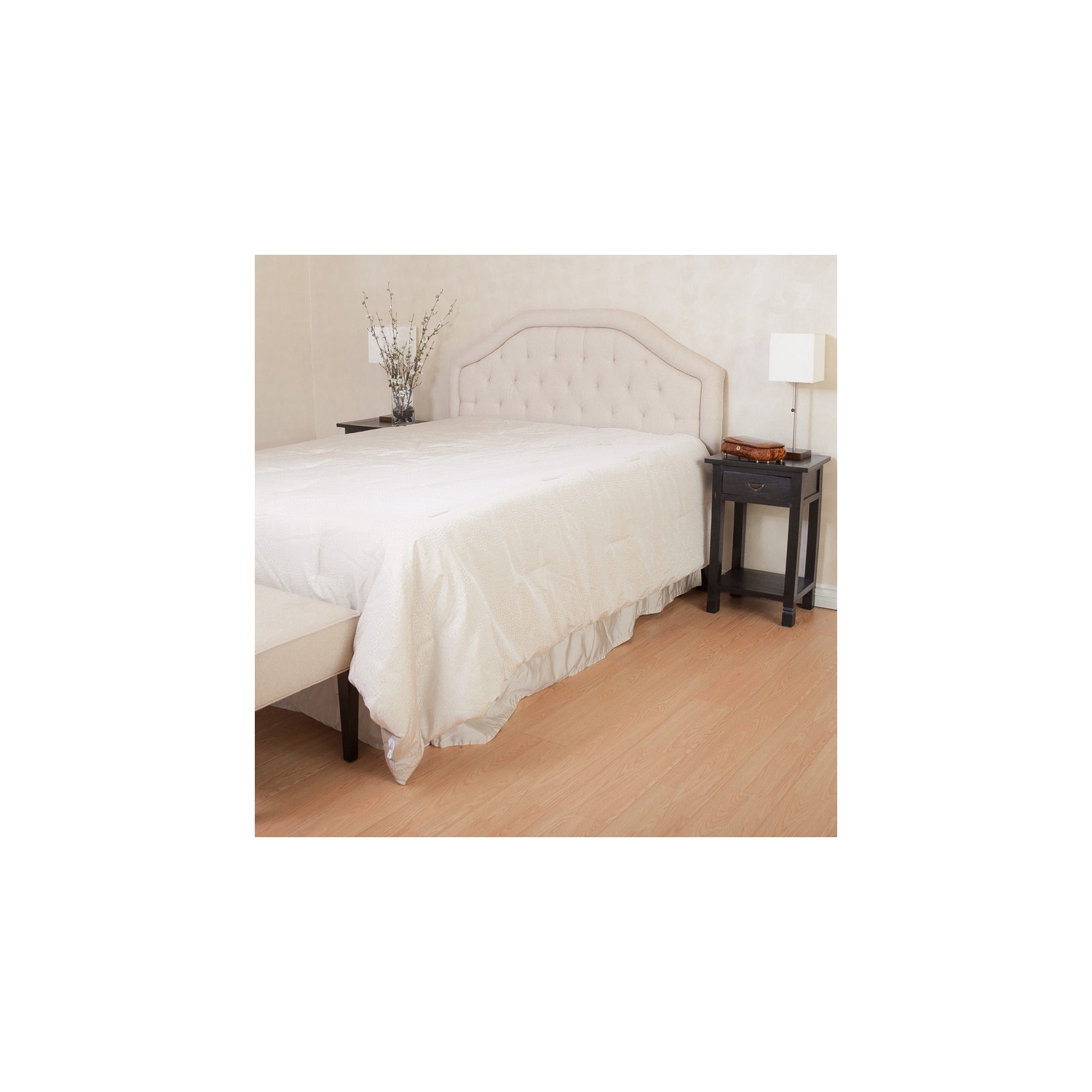 Tête de lit rembourrée pour lit double/grand lit, capitonnage en losange, structure arquée, assemblage facile, beige