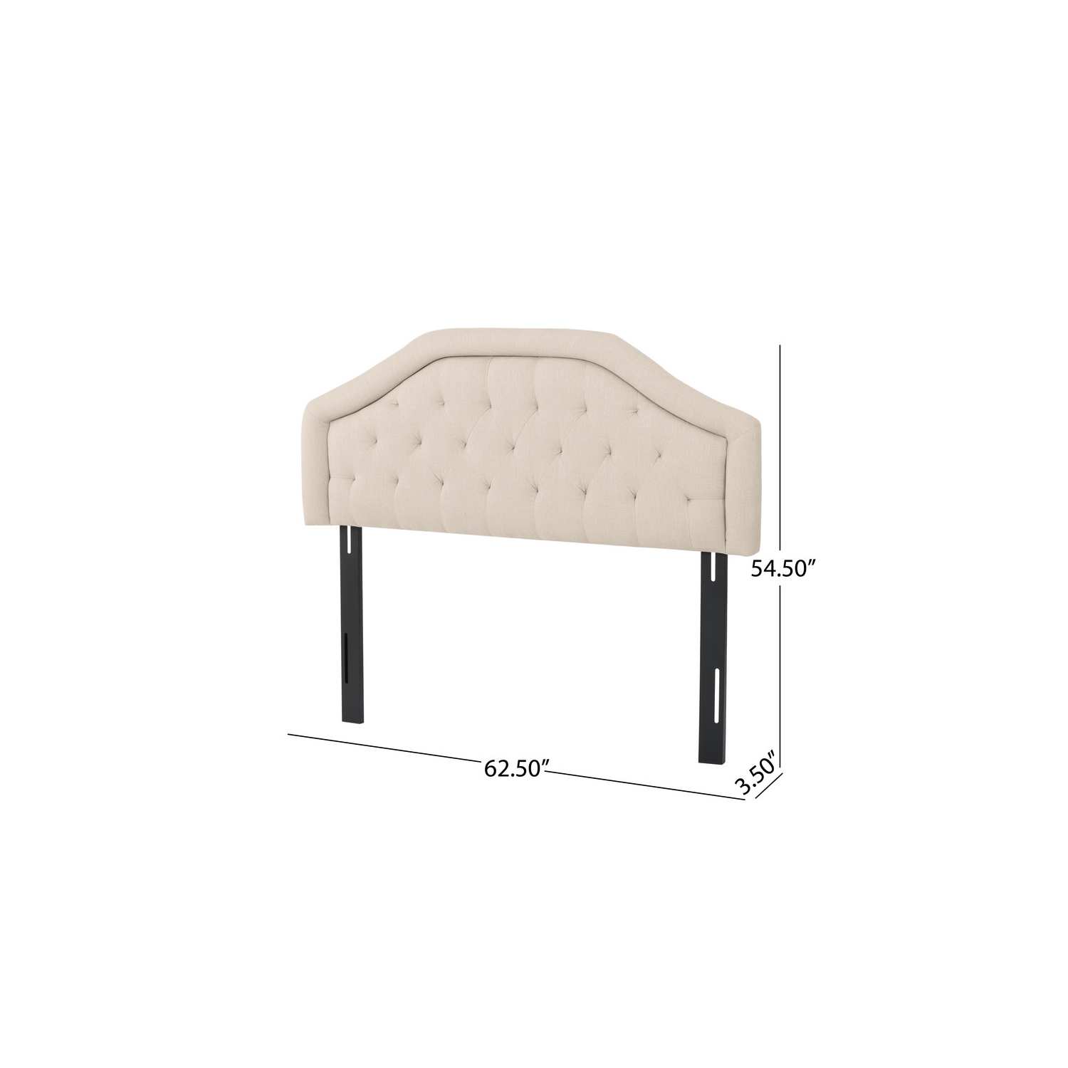 Tête de lit rembourrée pour lit double/grand lit, capitonnage en losange, structure arquée, assemblage facile, beige
