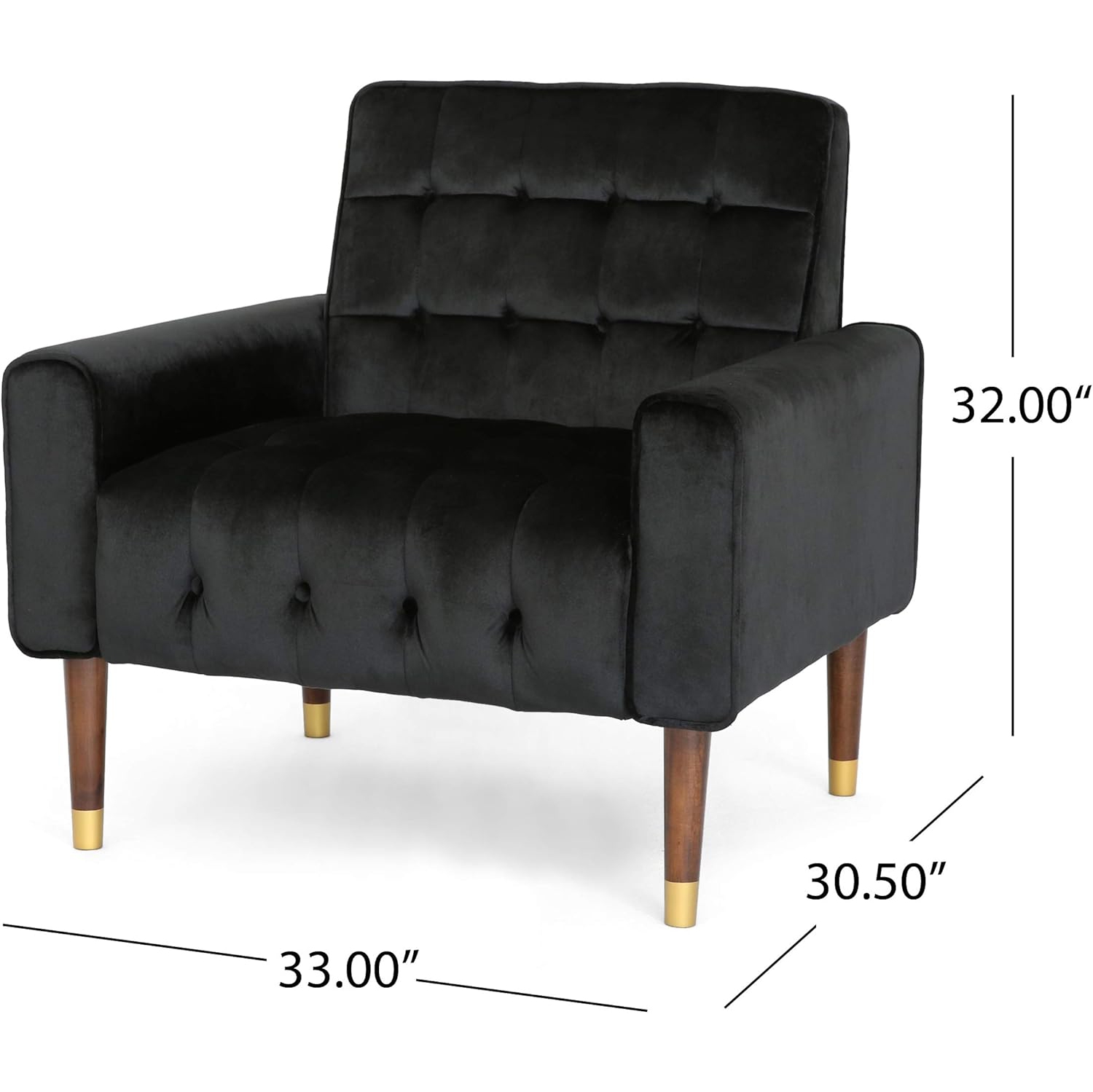 Fauteuil en velours, glam moderne, capitonné, coutures gaufrées, noir