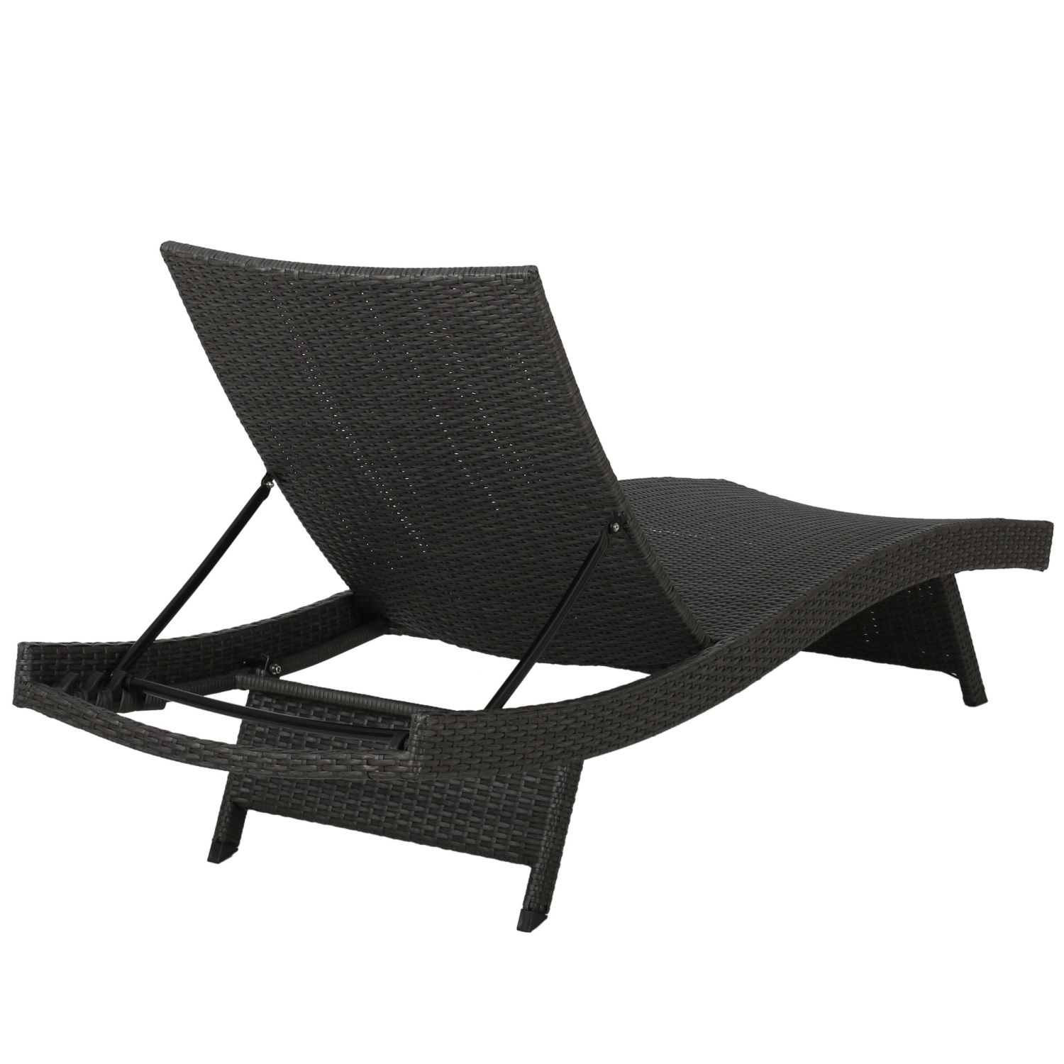 79'' Outdoor Wicker Reclining Lounge Chair Long Reclining Chaise Lounge Set Patio Rattan Double Chaise Lounge Lawn Sunbathing Chairs Beach Pool