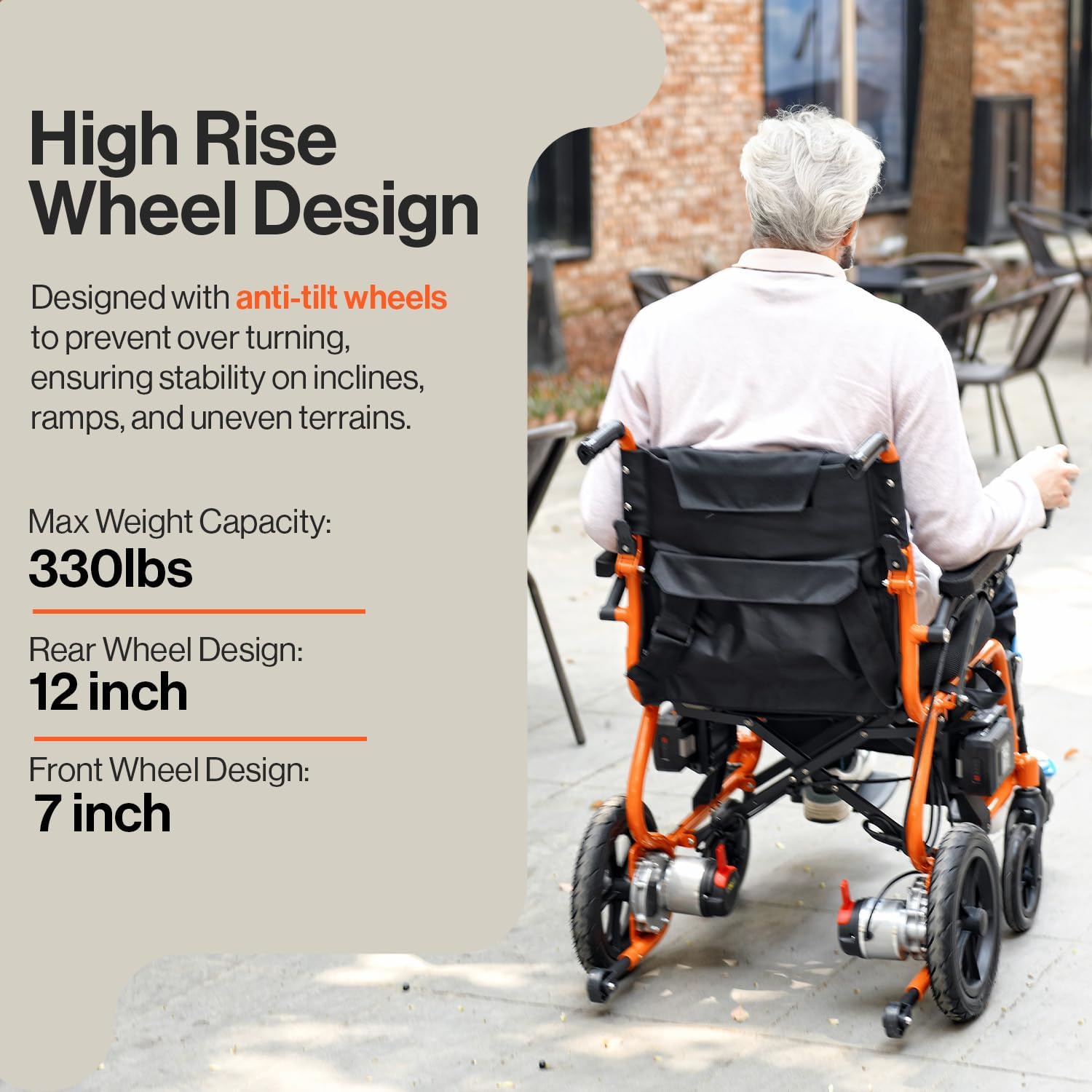 SuperHandy GoRide 2 Electric Wheelchair-Lightweight, Foldable, Dual Brushless Motor, Zero Turn, Electromagnetic Brake, Portable Design for Enhanced