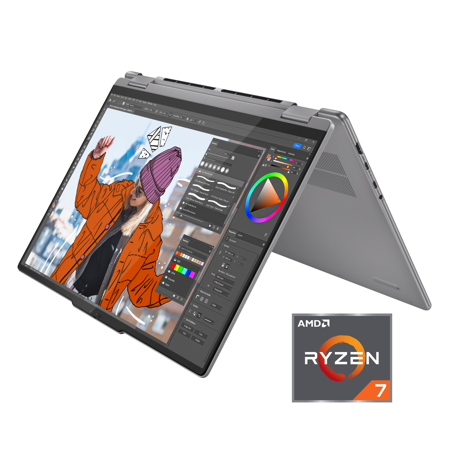 Lenovo Yoga 7 16" WUXGA 2-in-1 Touchscreen Laptop -Artic Grey(AMD Ryzen 7 8840HS/2TB SSD /16GB LPDDR5X/Win 11 Home)-256 Docking Station