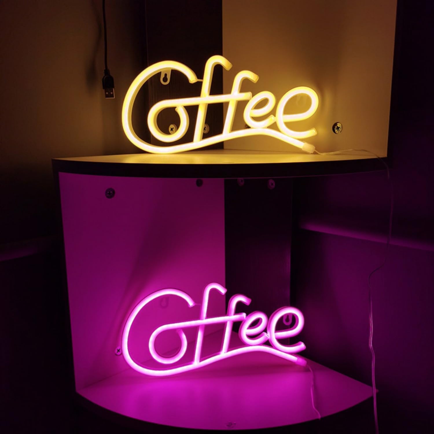 1-pcs Neon Night Light,LED Coffee Neon Signs,USB or Battery Powered Neon Wall Decoration,for Home Bar,Business,Café,Restaurant,Hotel Decoration