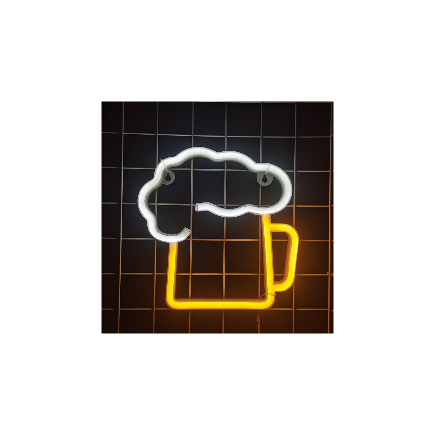 Bère Neon Signs Beer Beer Mug Neon Lights Marquee Light pour Man Cave Bar Nightclub Beach Store Celebration Party Decor, pile ou USB