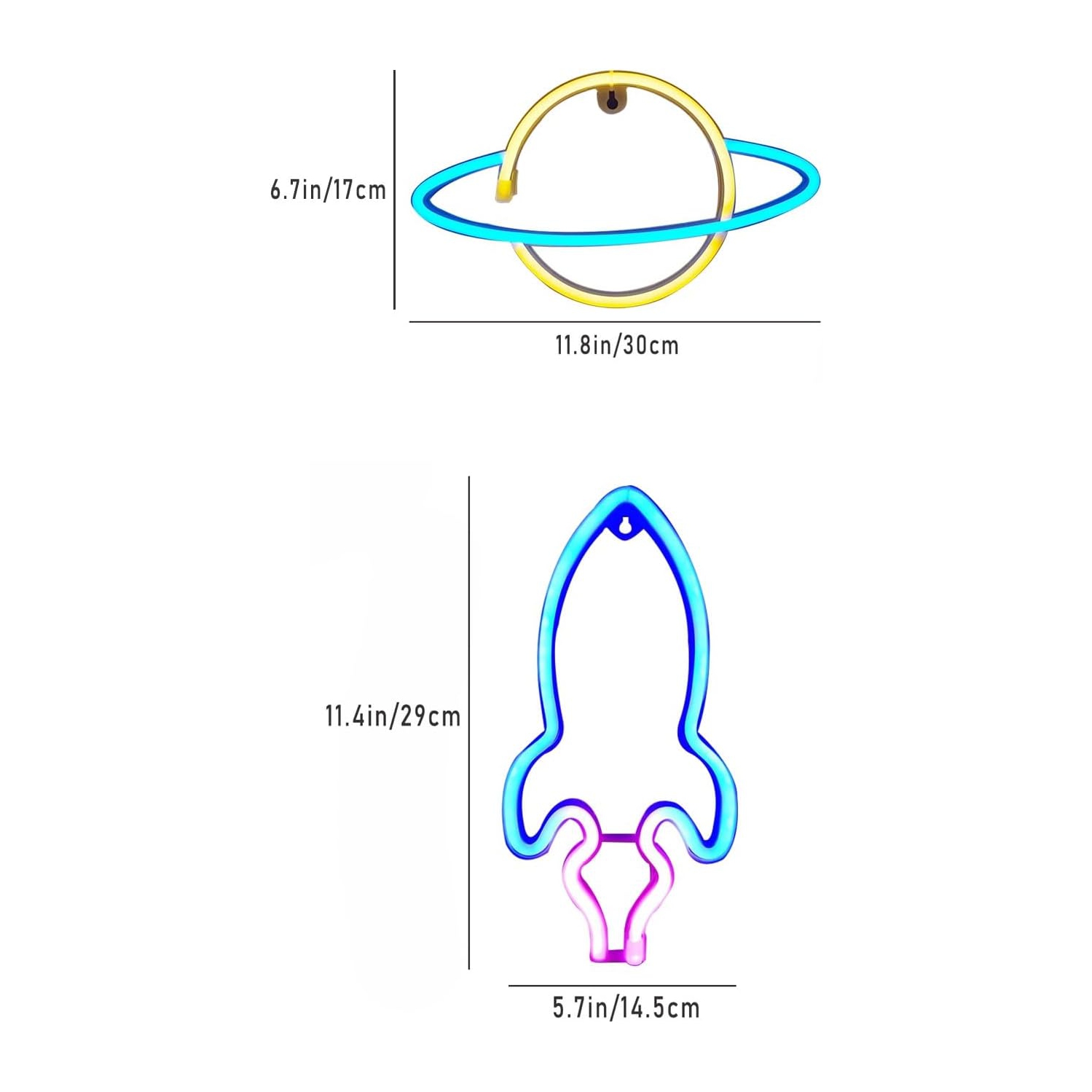 Affiche néon de planète, décoration murale de veilleuse pour chambre d'enfant Décorations de fête de mariage de Noël, USB/piles