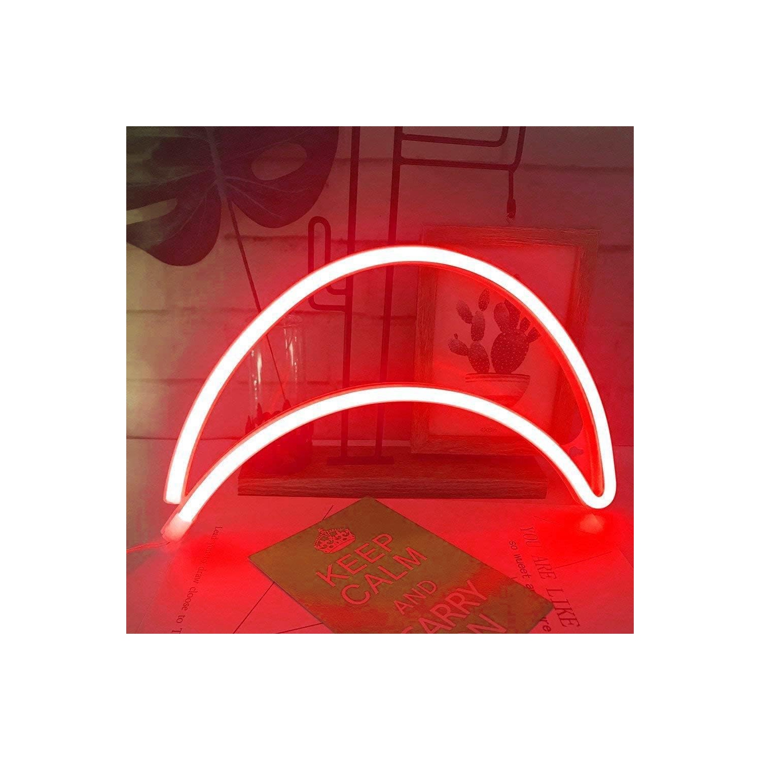 Affiche néon, affiche lunaire néon DEL lampe de nuit lampe de nuit USB Lampe de néon à DEL alimentée par piles, décoration murale de chambre à coucher